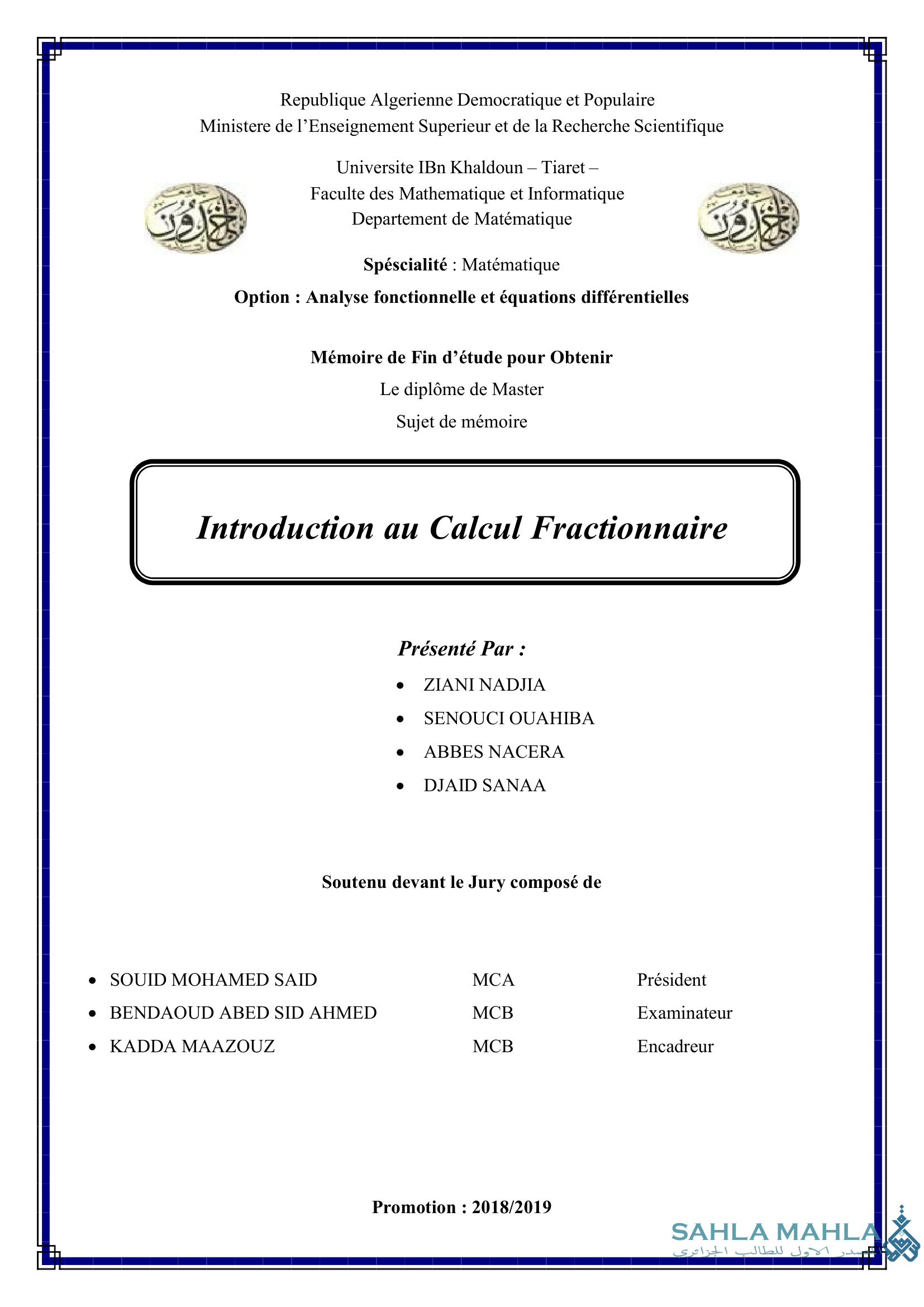 Introduction au Calcul Fractionnaire