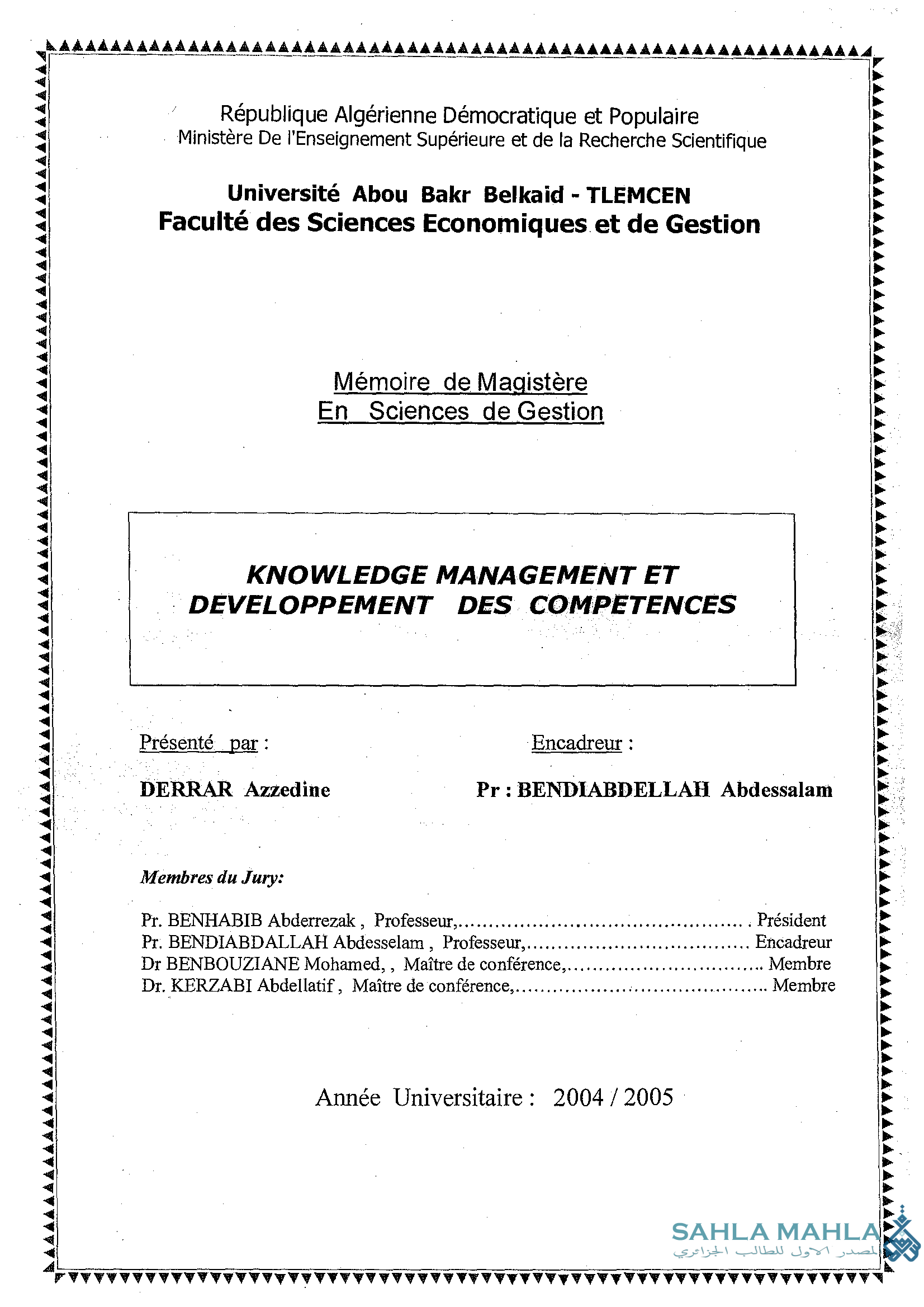 KNOWLEDGE MANAGEMENT ET DEVELOPPEMENT DES COMPETENCES