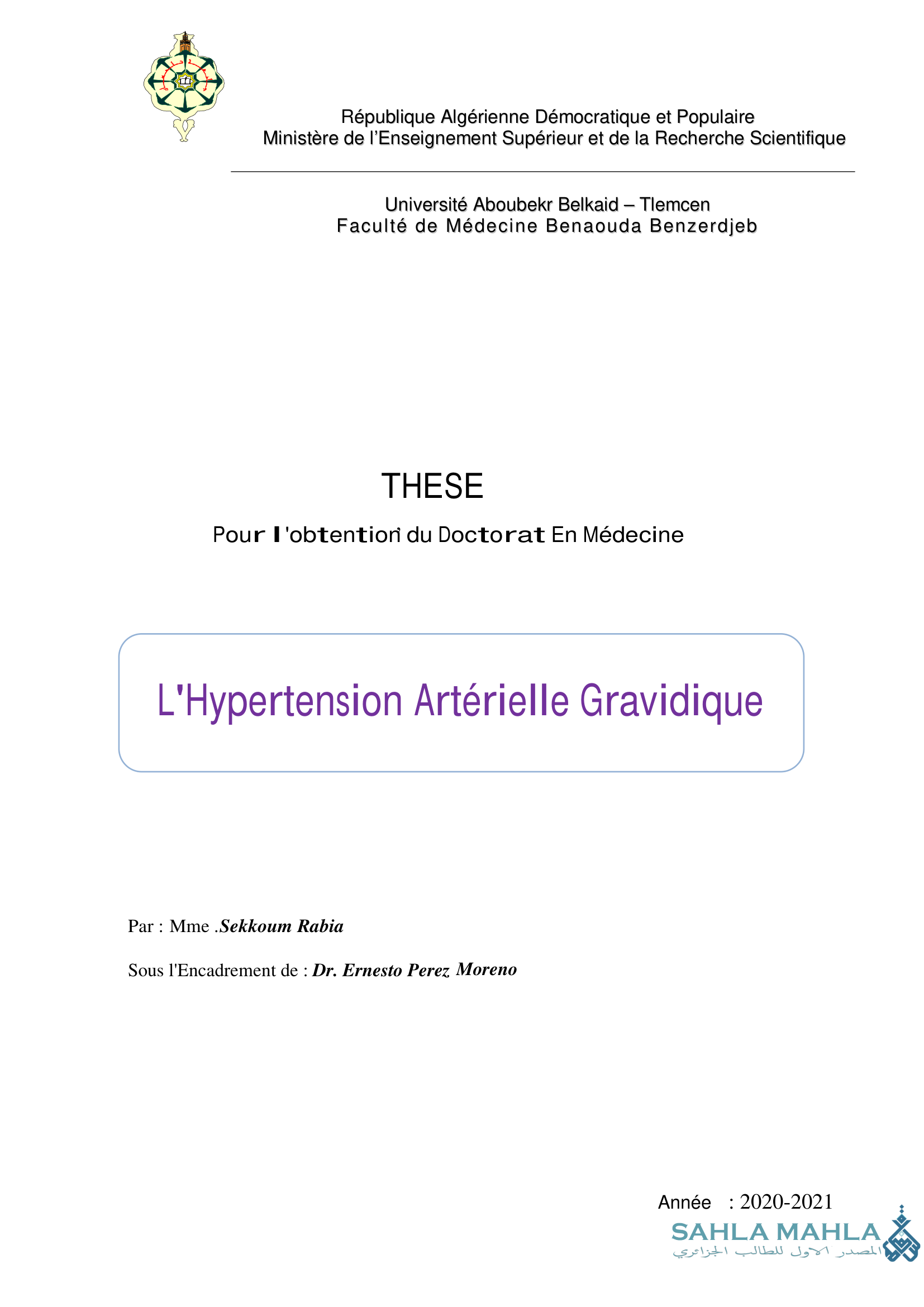 L'Hypertension Artérielle Gravidique
