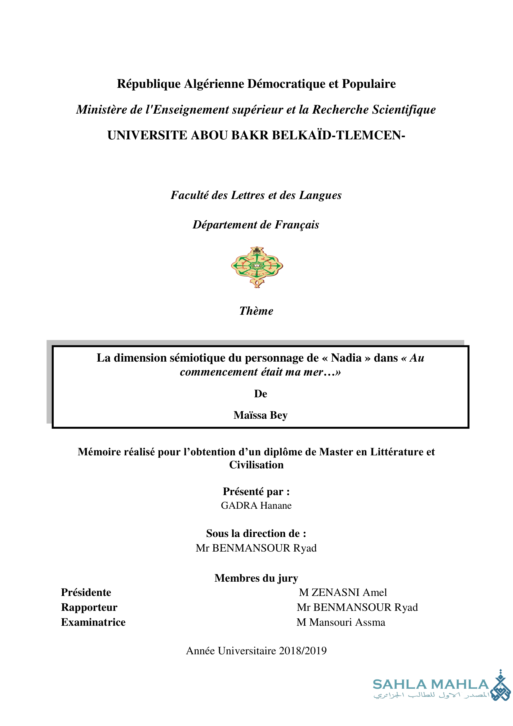 La dimension sémiotique du personnage de « Nadia » dans «< Au commencement était ma mer...><noscript><img decoding=