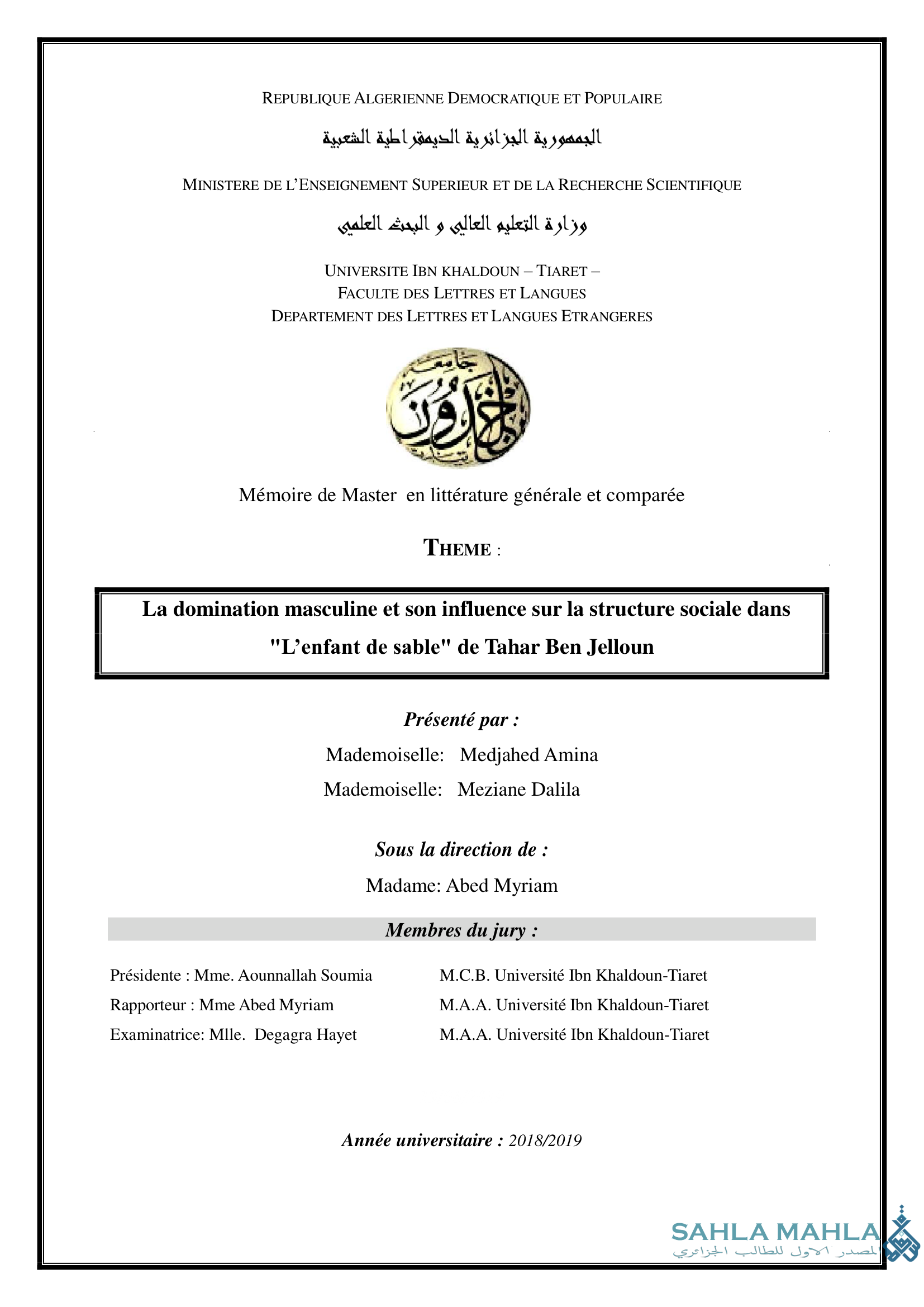 La domination masculine et son influence sur la structure sociale dans 