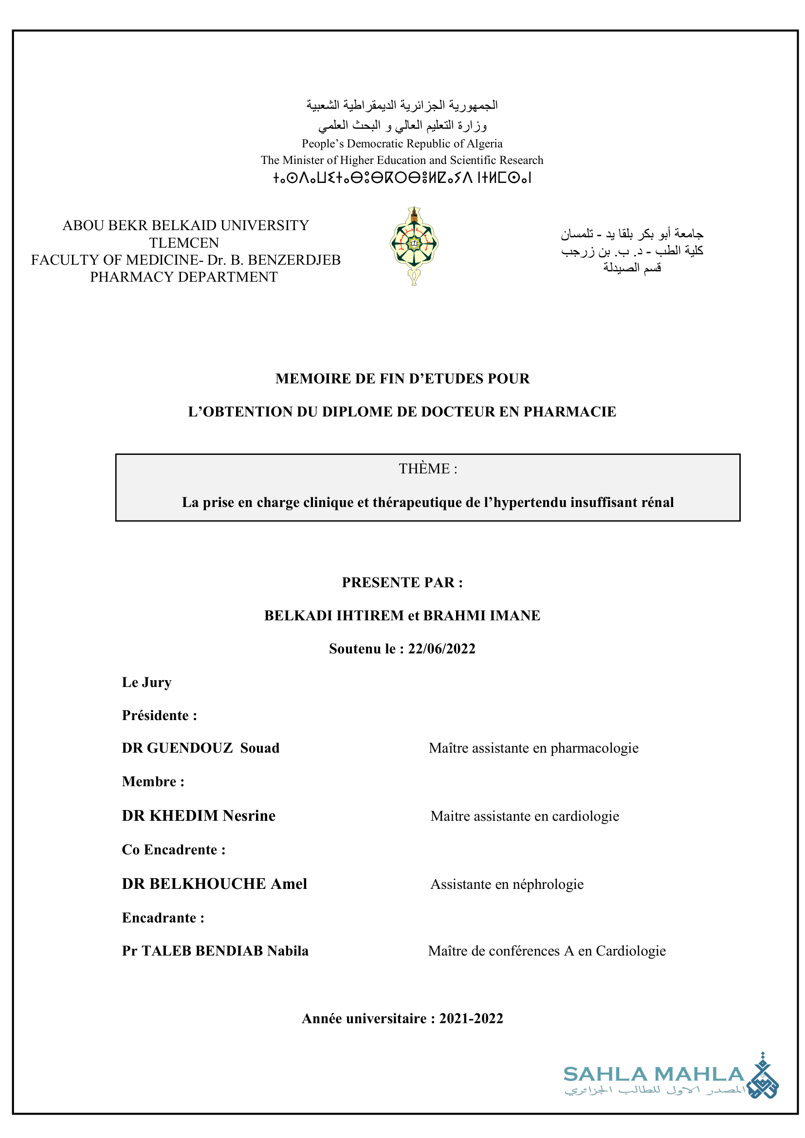 La prise en charge clinique et thérapeutique de l'hypertendu insuffisant rénal