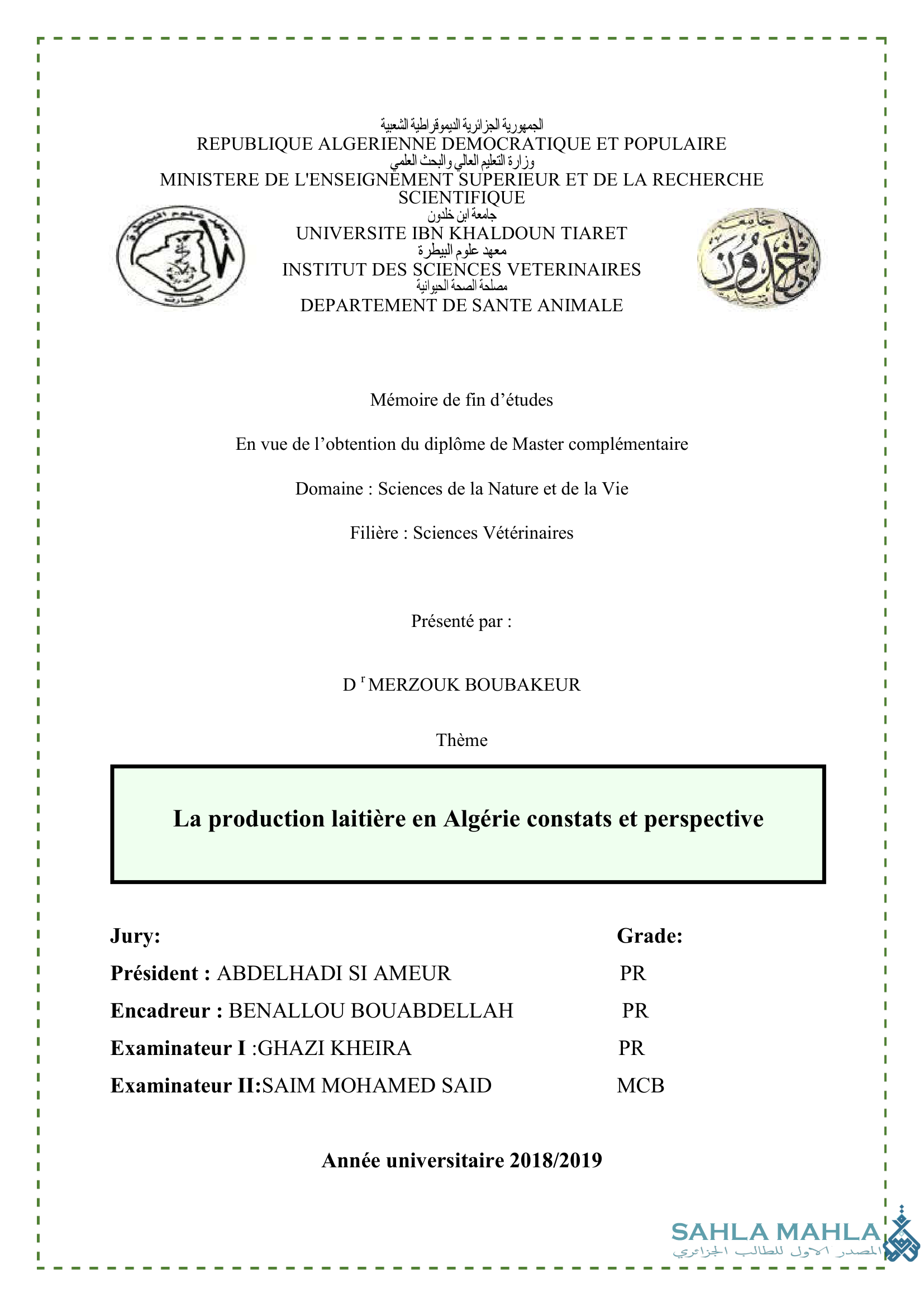 La production laitière en Algérie constats et perspective