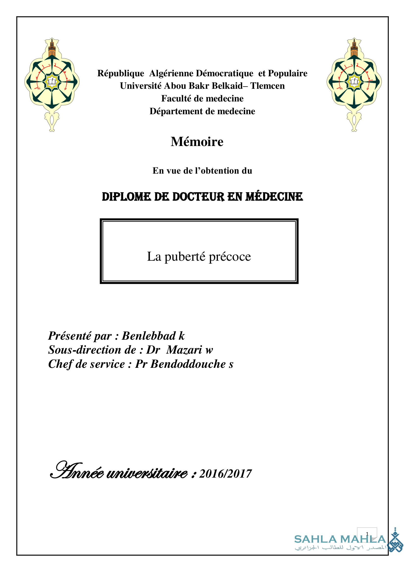 La puberté précoce