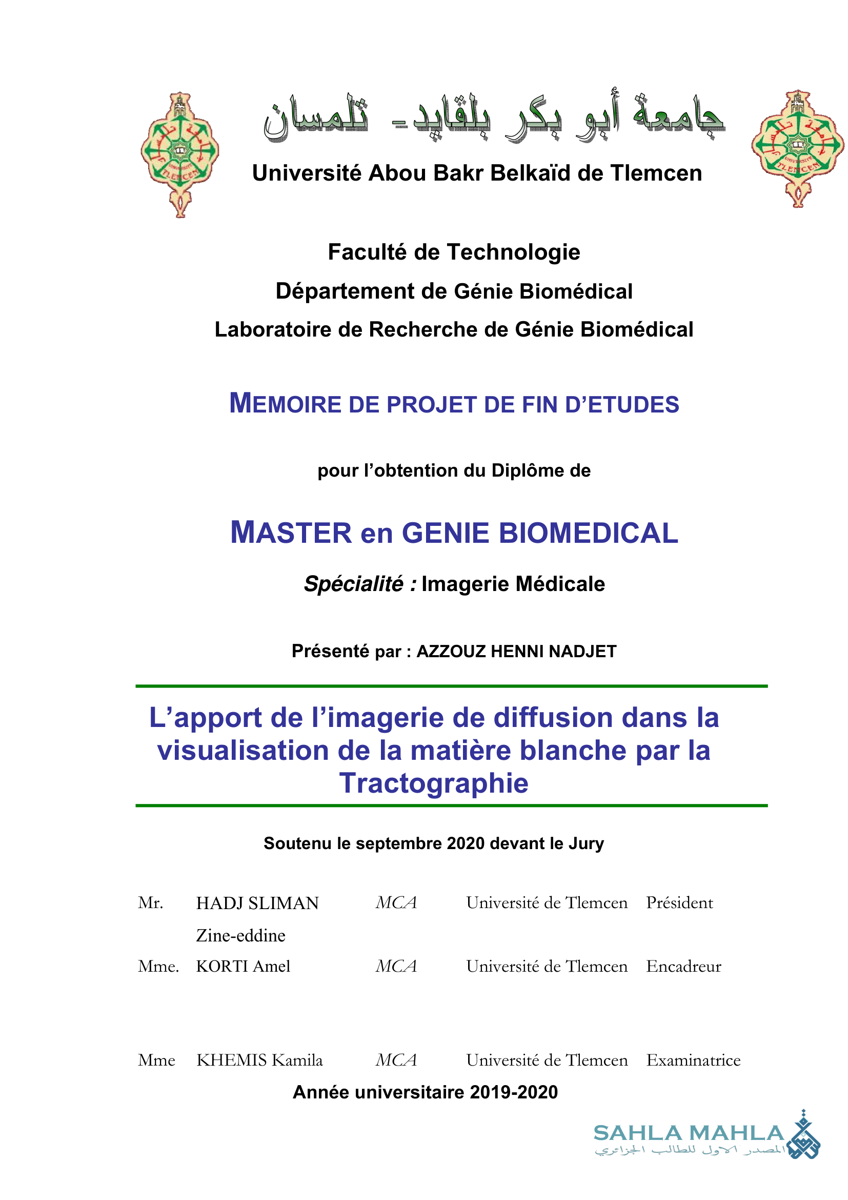 L'apport de l'imagerie de diffusion dans la visualisation de la matière blanche par la Tractographie