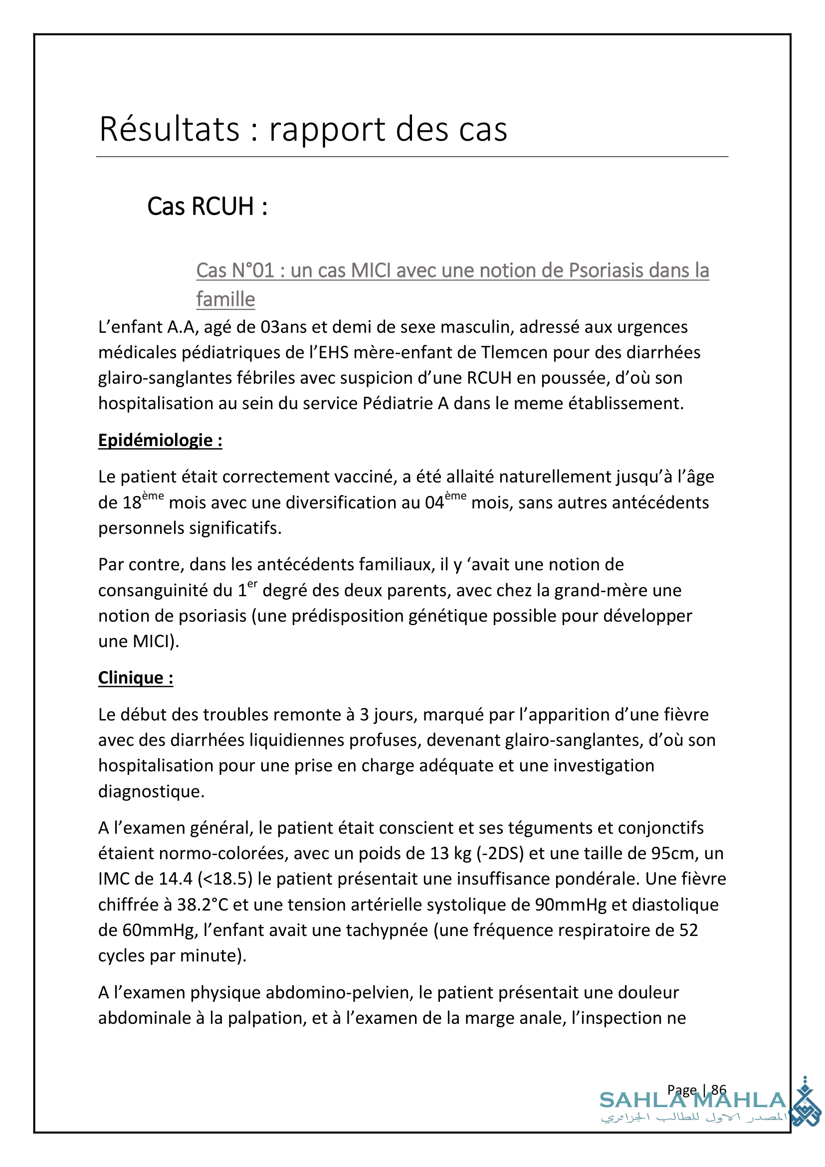 Les maladies inflammatoires chroniques de l'intestin (MICI) chez l'enfant. Une étude rétrospective : du 2017 au 2021