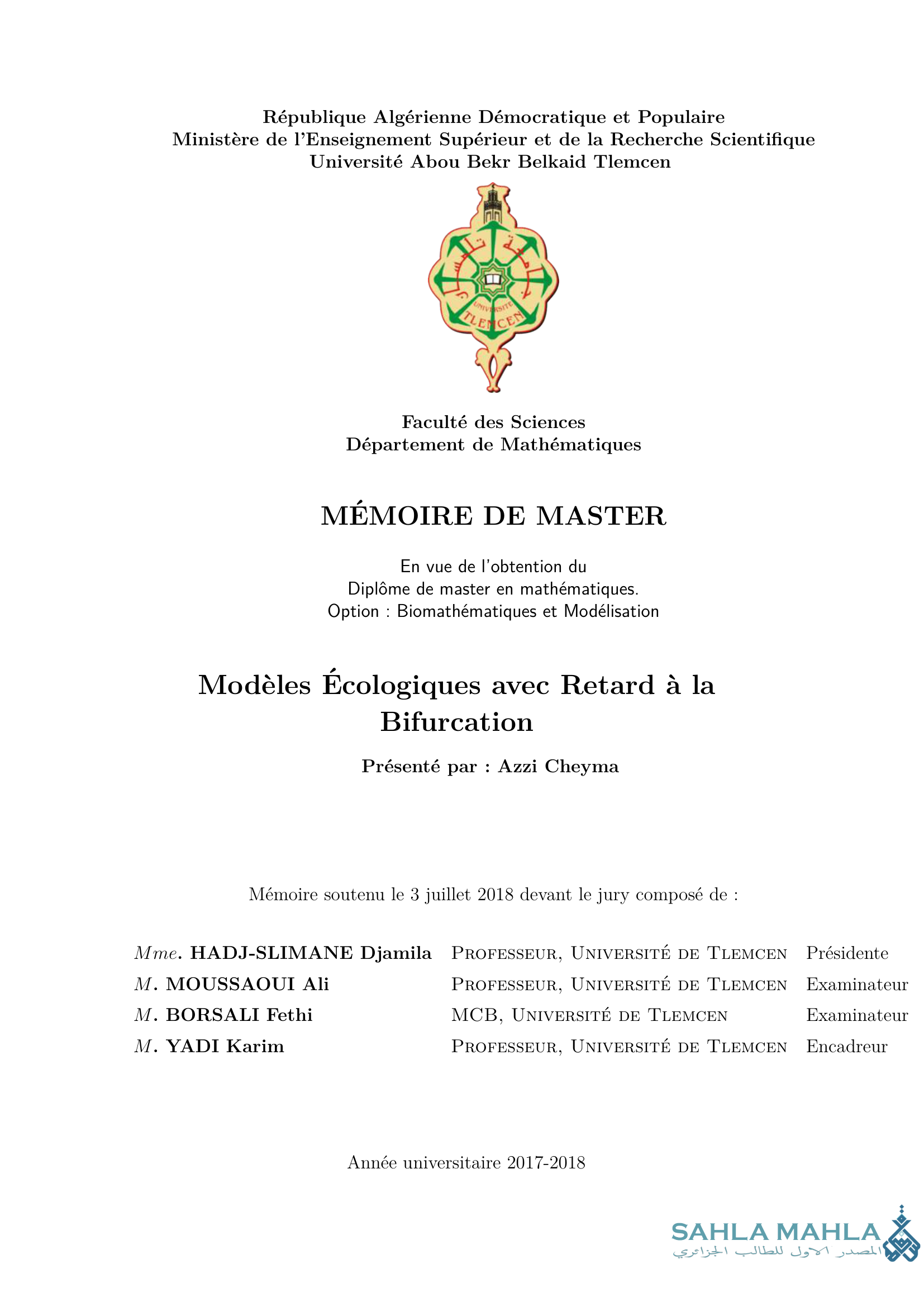 Modèles Écologiques avec Retard à la Bifurcation