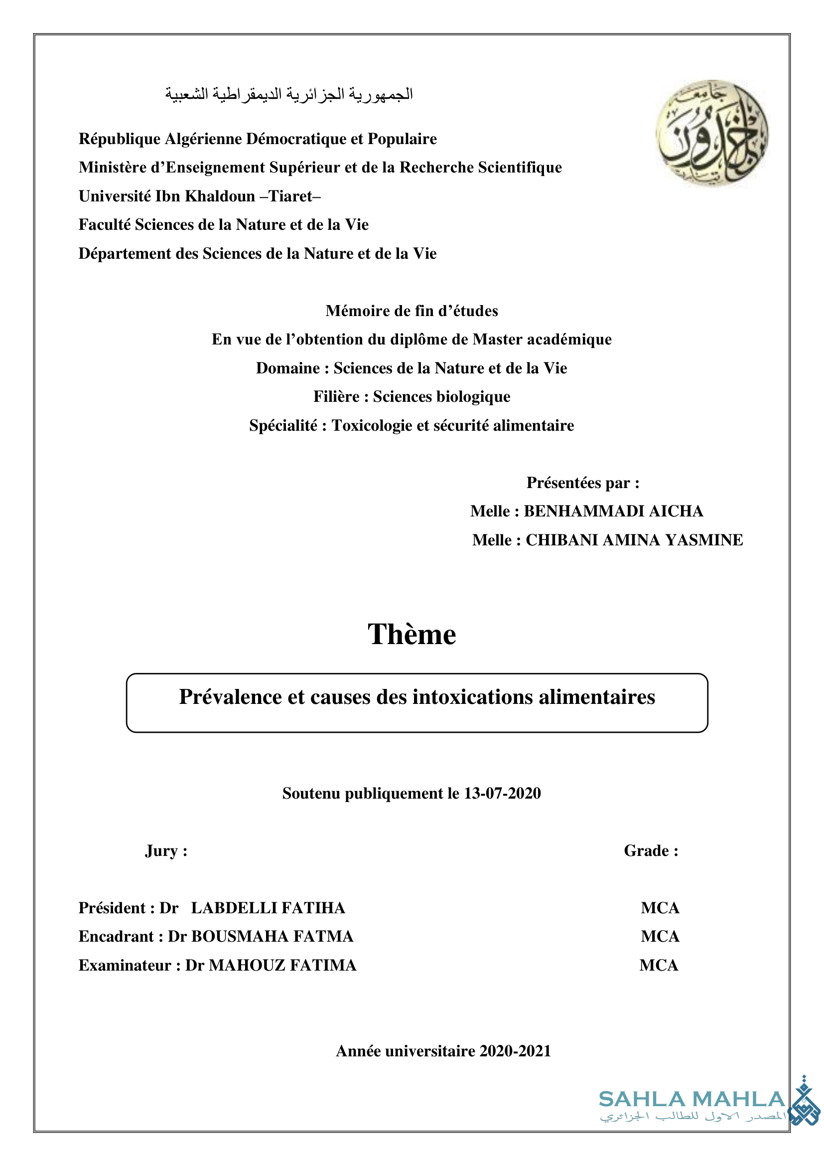 Prévalence et causes des intoxications alimentaires