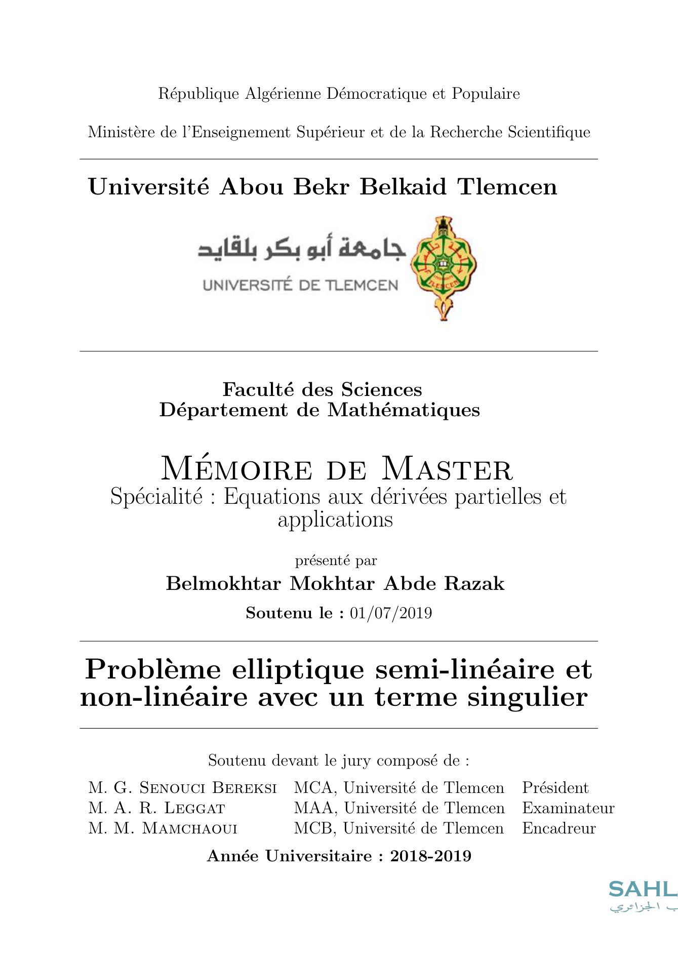 Problème elliptique semi-linéaire et non-linéaire avec un terme singulier