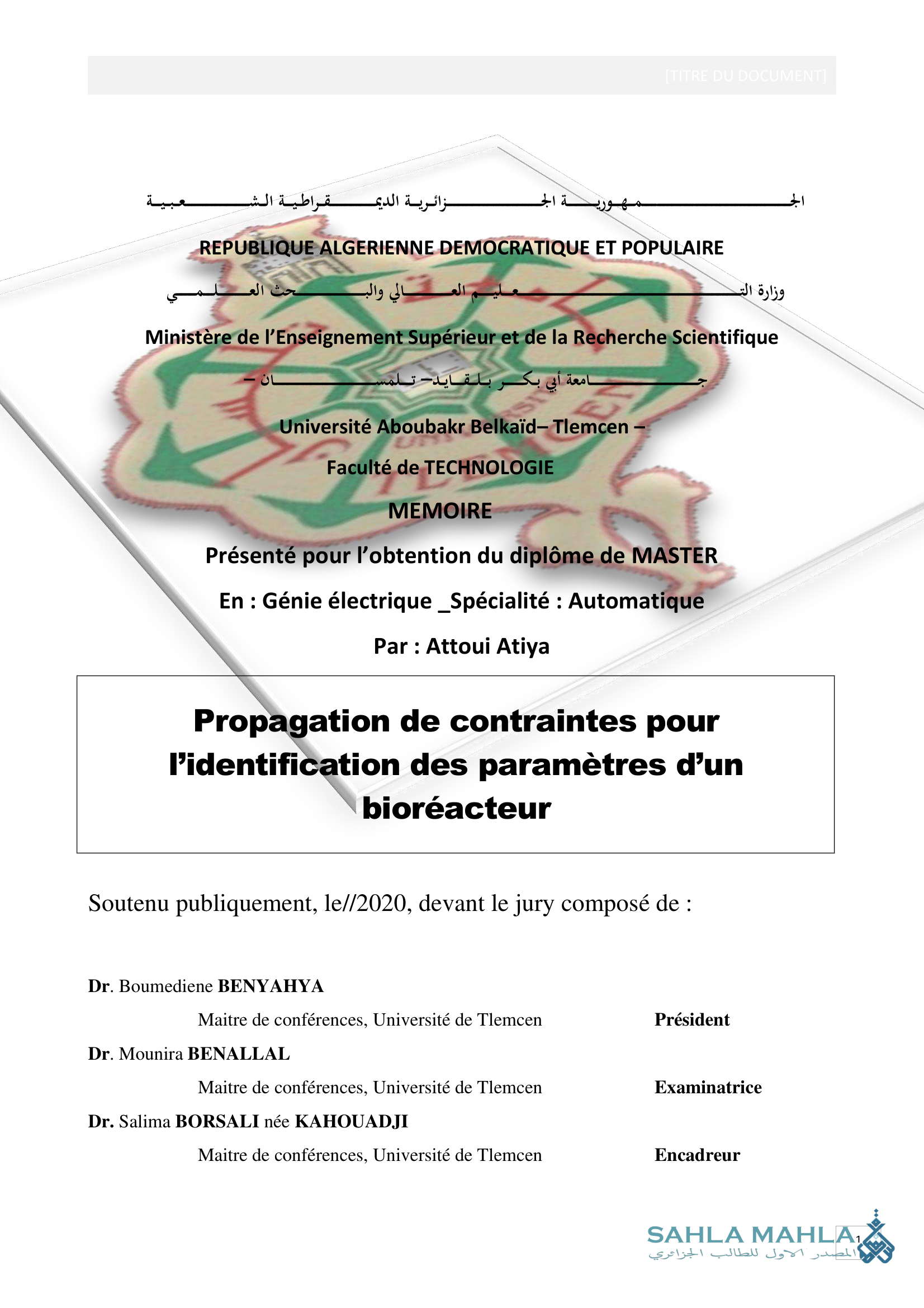 Propagation de contraintes pour l'identification des paramètres d'un bioréacteur