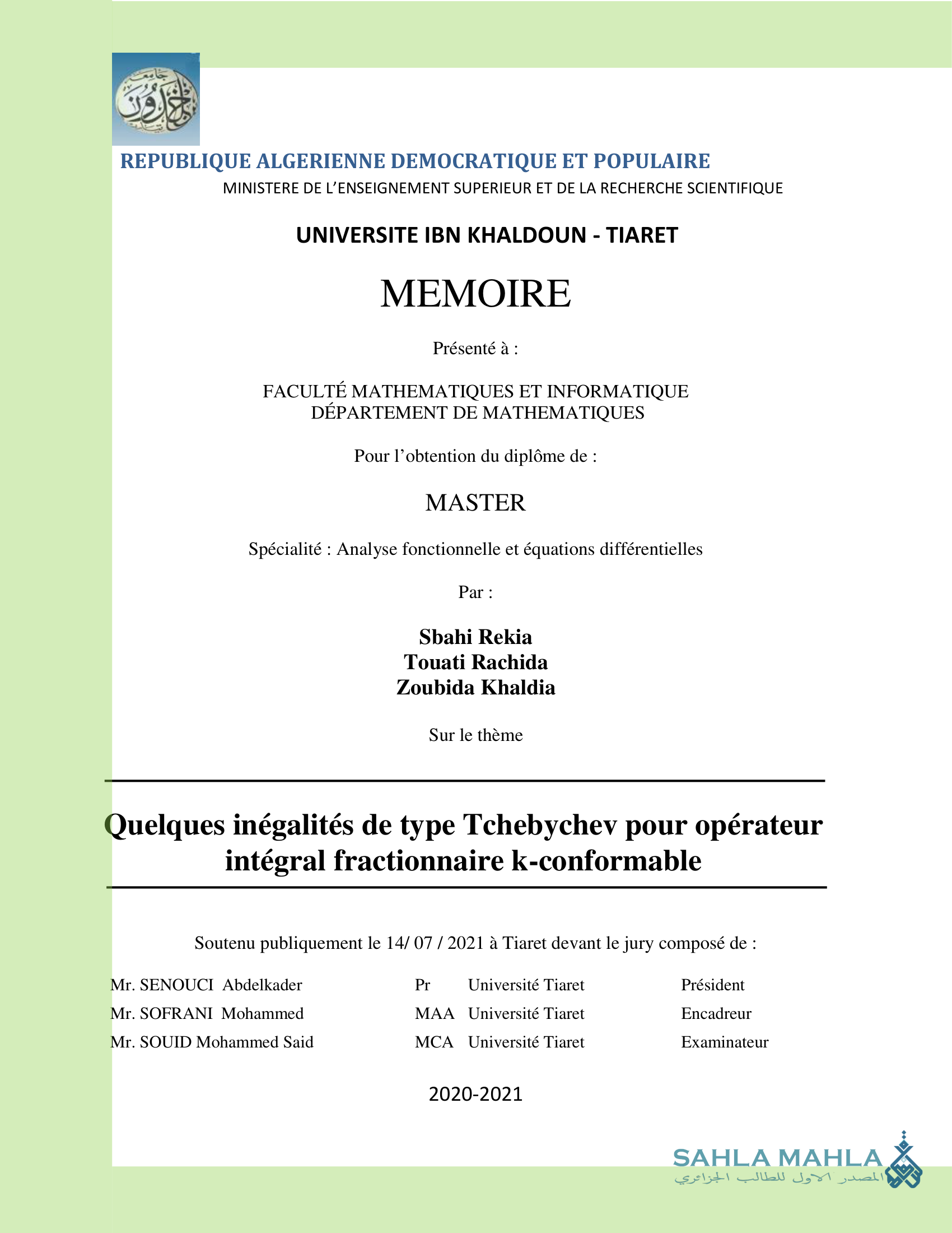 Quelques inégalités de type Tchebychev pour opérateur intégral fractionnaire k-conformable