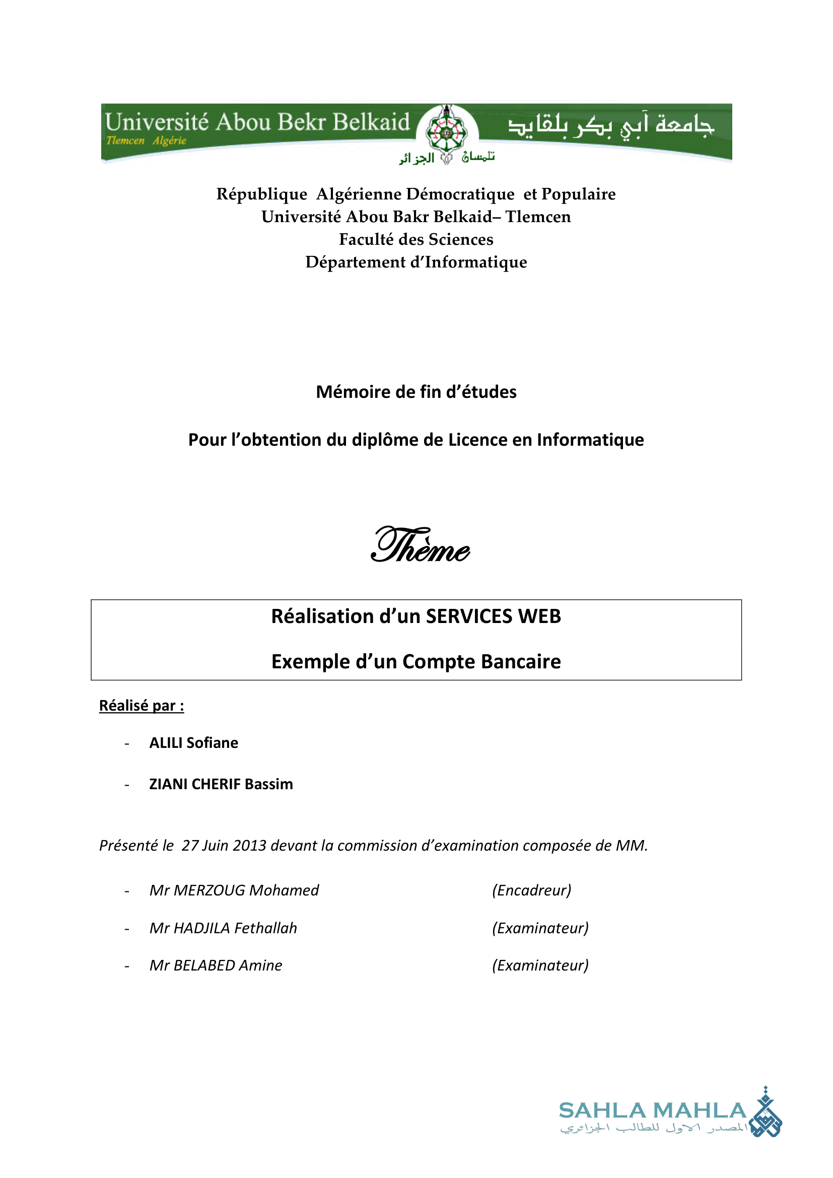 Réalisation d'un SERVICES WEB Exemple d'un Compte Bancaire