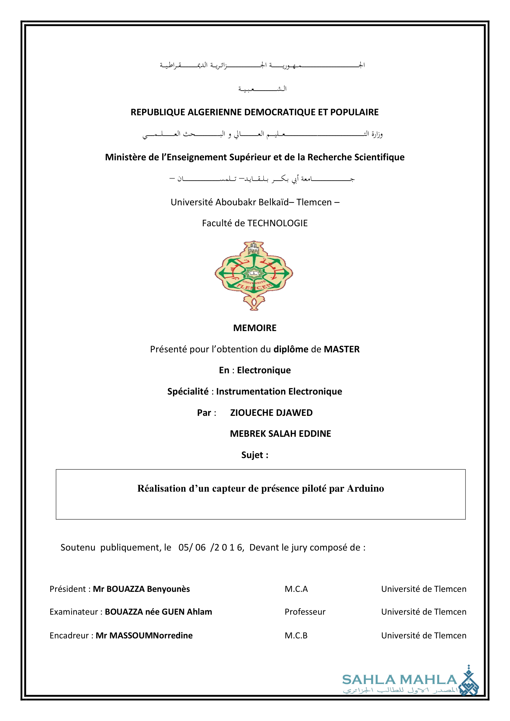 Réalisation d'un capteur de présence piloté par Arduino
