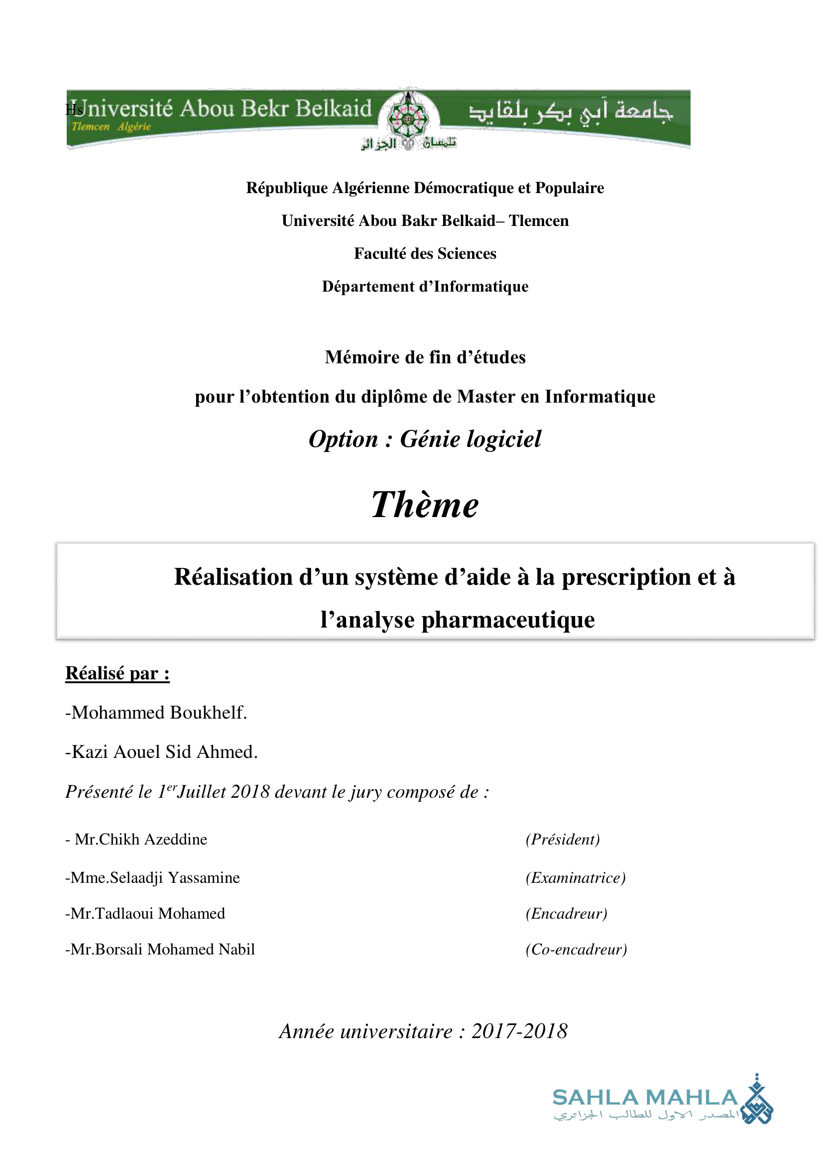 Réalisation d'un système d'aide à la prescription et à l'analyse pharmaceutique