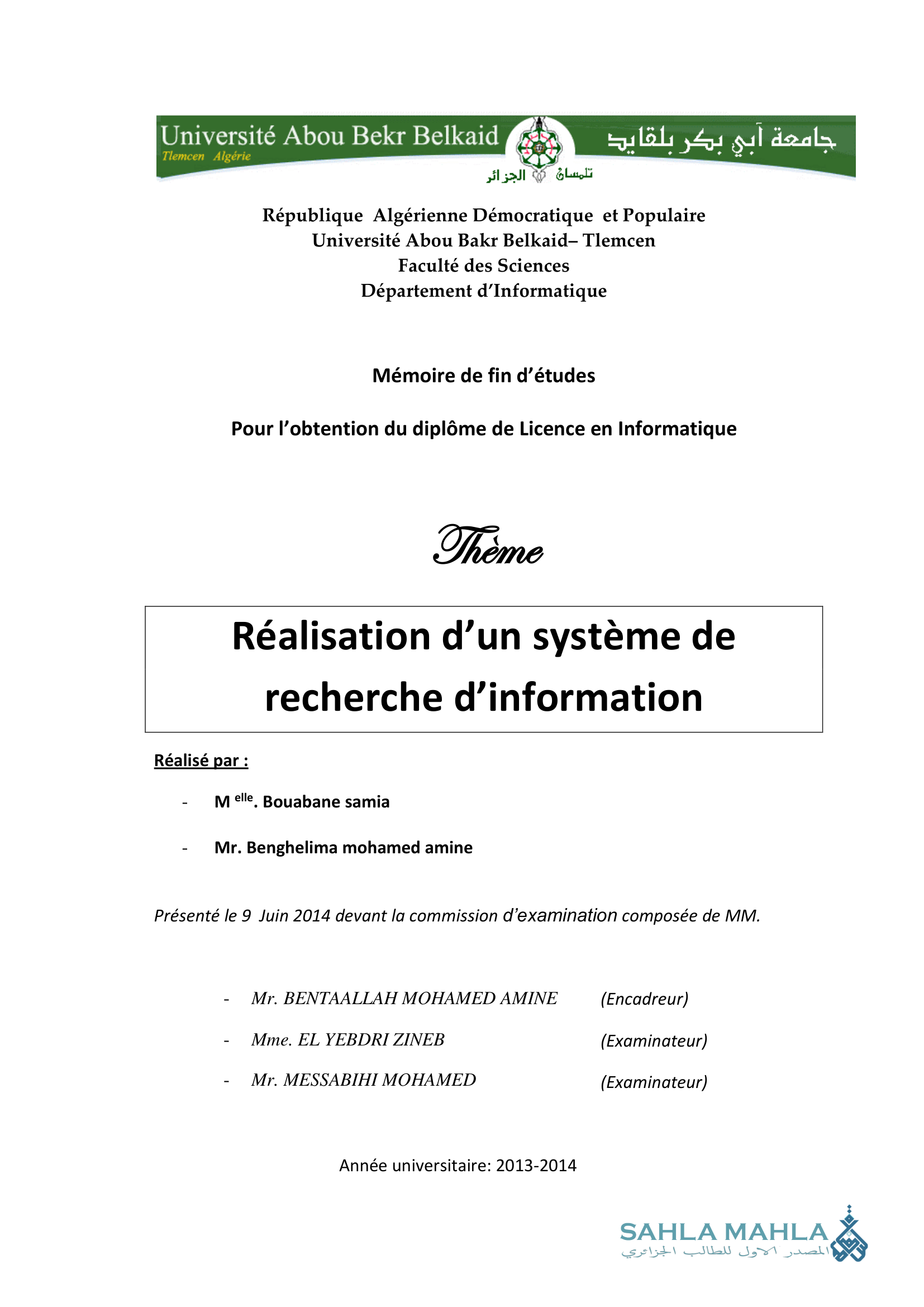 Réalisation d'un système de recherche d'information