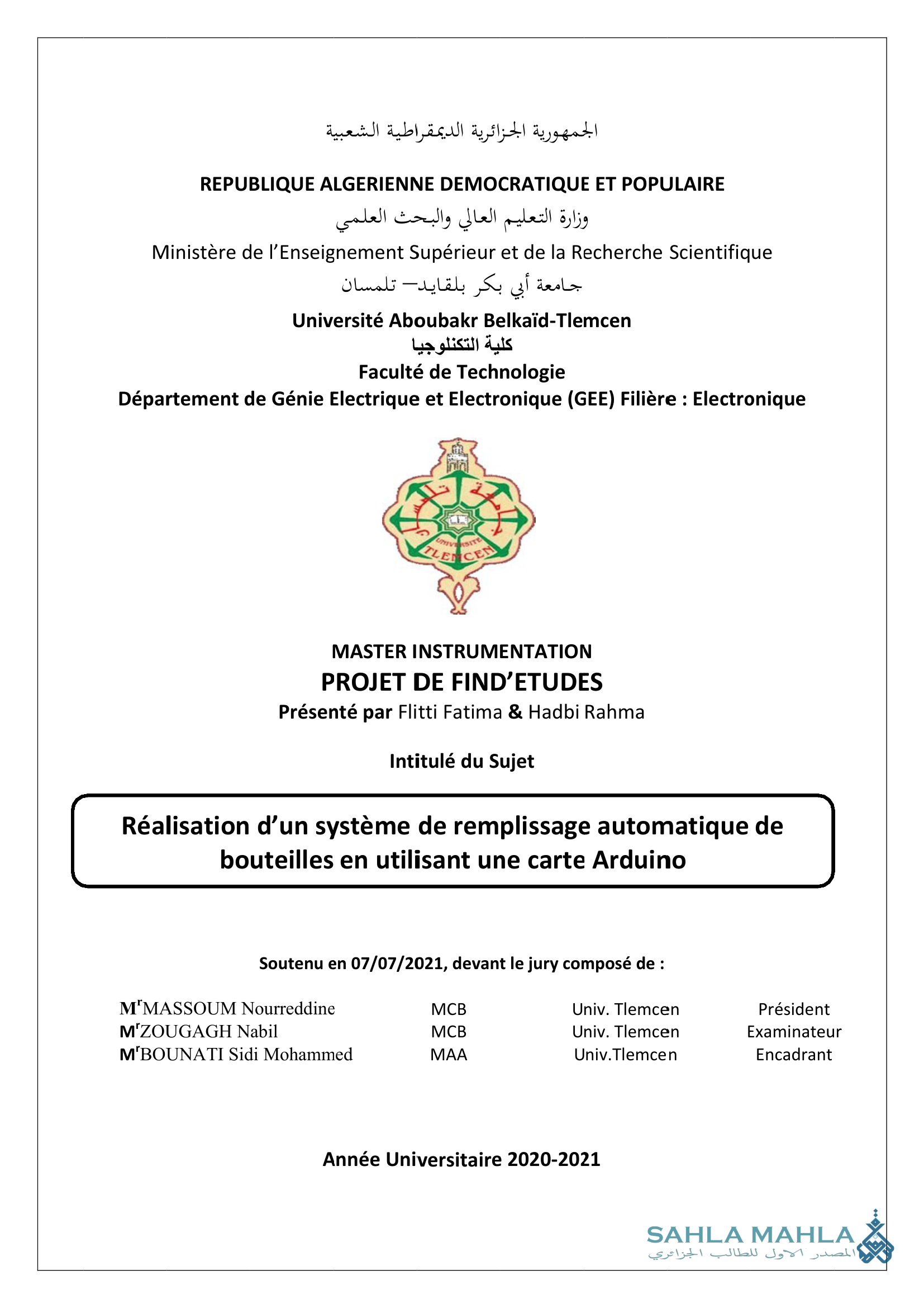 Réalisation d'un système de remplissage automatique de bouteilles en utilisant une carte Arduino