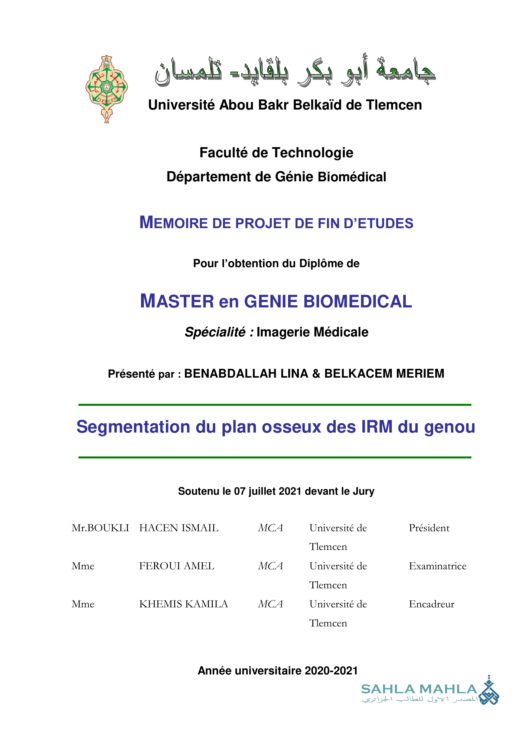 Segmentation du plan osseux des IRM du genou