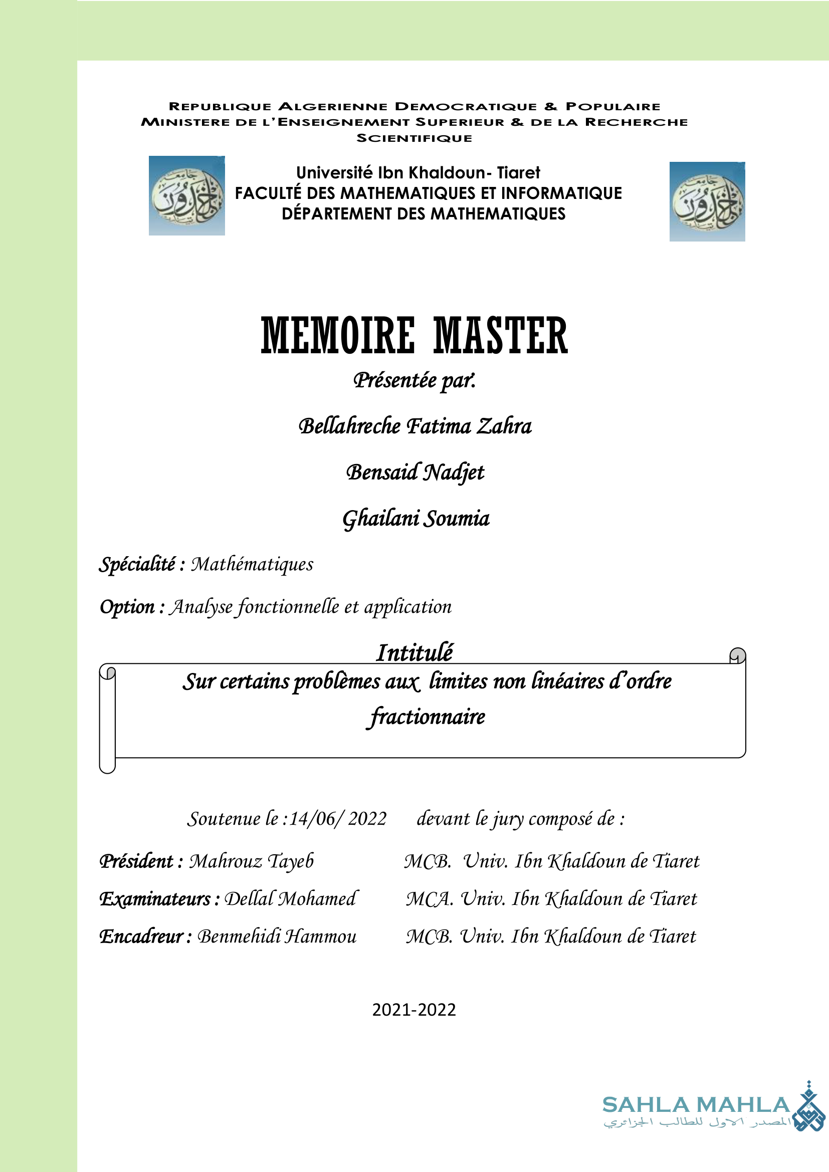 Sur certains problèmes aux limites non linéaires d'ordre fractionnaire