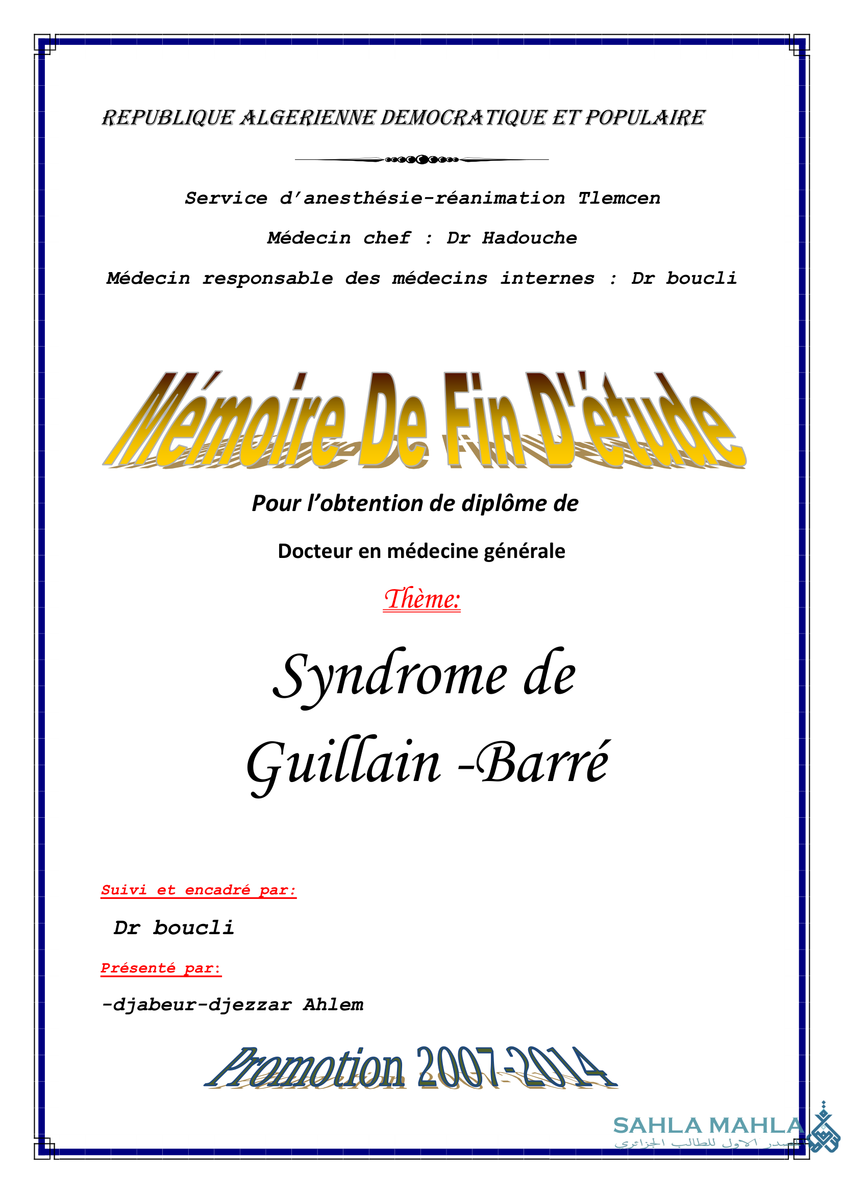 Syndrome de Guillain-Barré