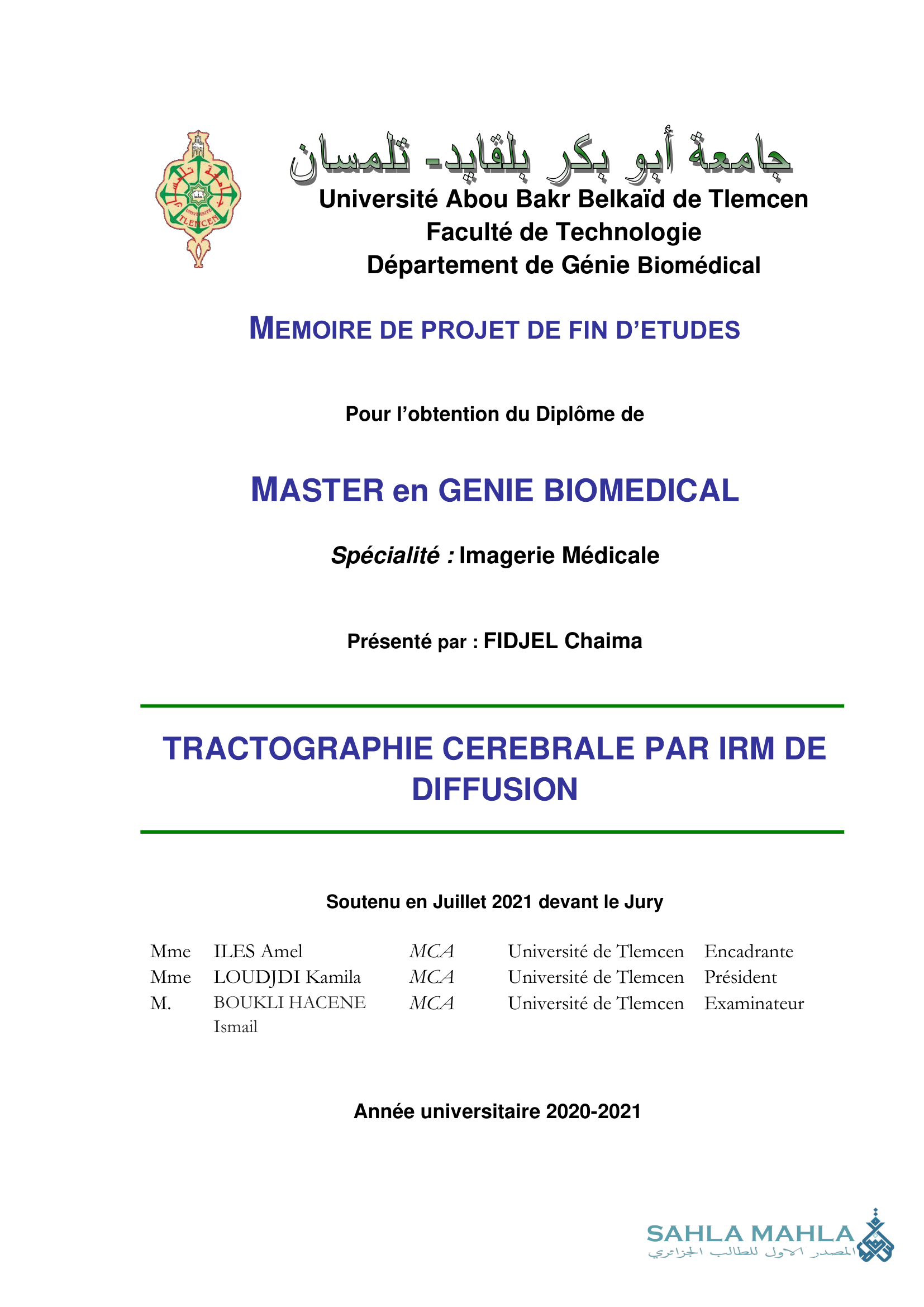 TRACTOGRAPHIE CEREBRALE PAR IRM DE DIFFUSION