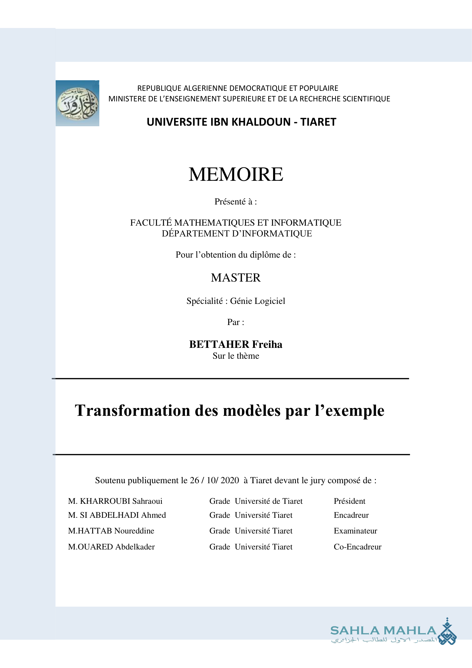 Transformation des modèles par l'exemple