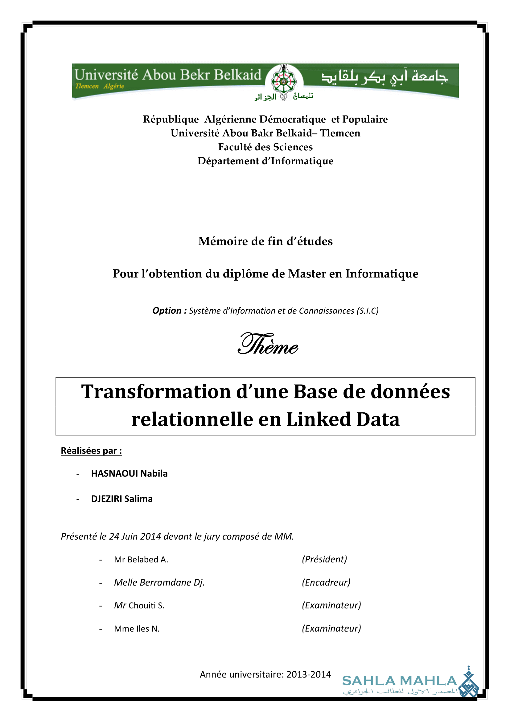 Transformation d'une Base de données relationnelle en Linked Data