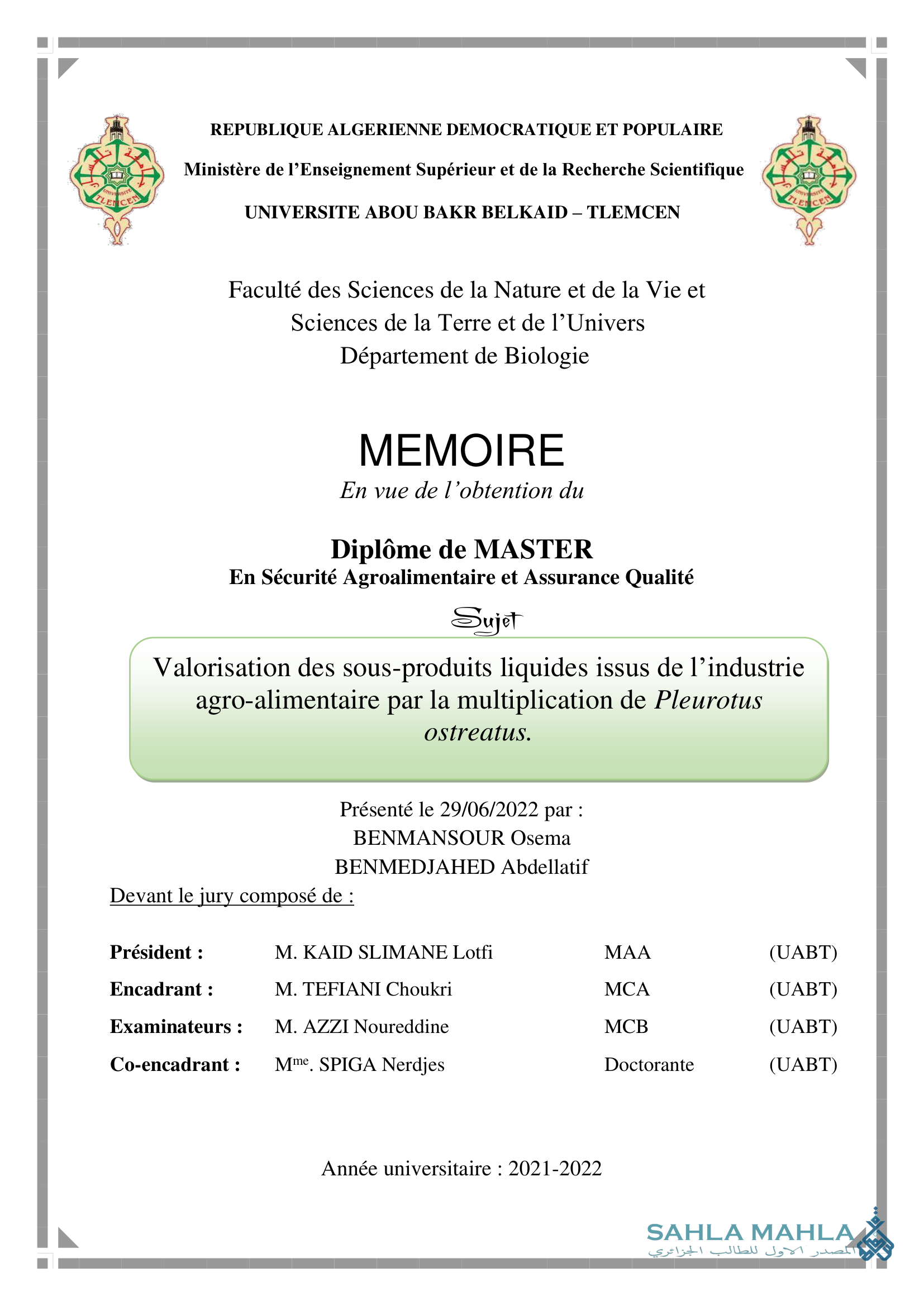 Valorisation des sous-produits liquides issus de l'industrie agro-alimentaire par la multiplication de Pleurotus ostreatus.