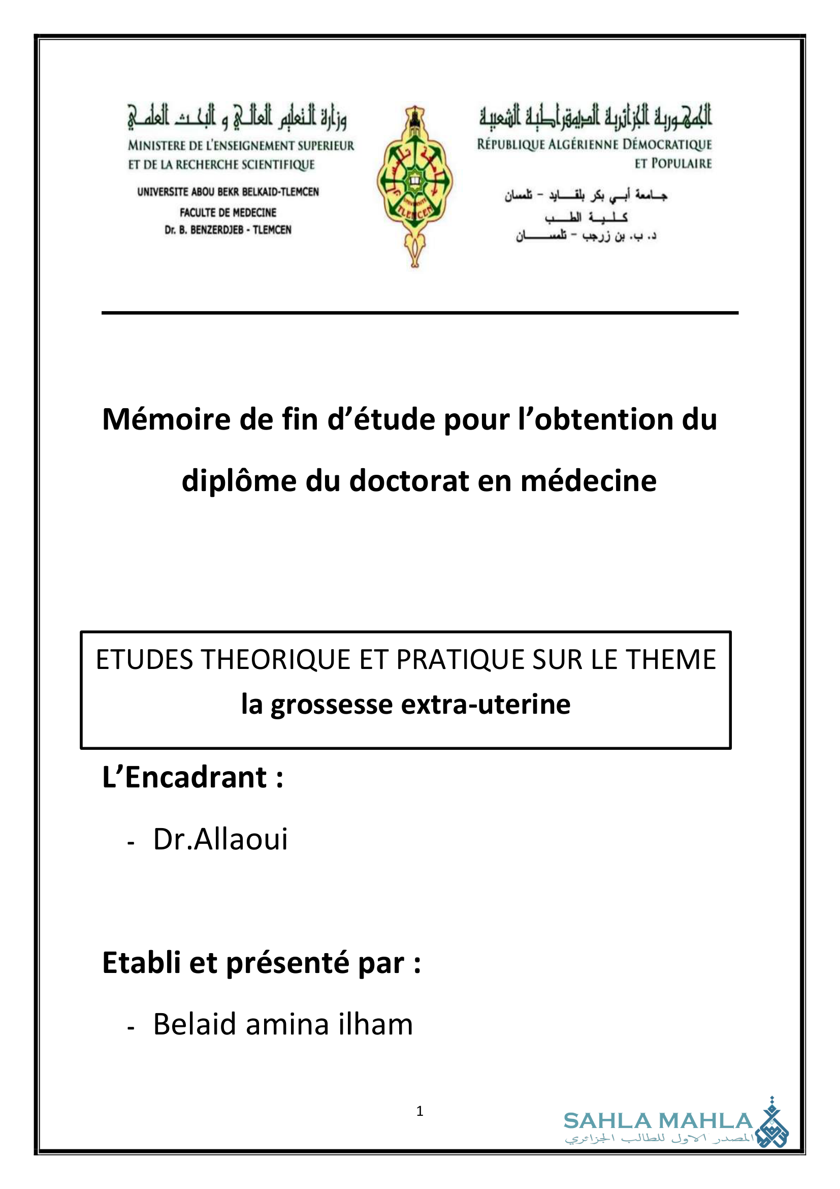 la grossesse extra-uterine