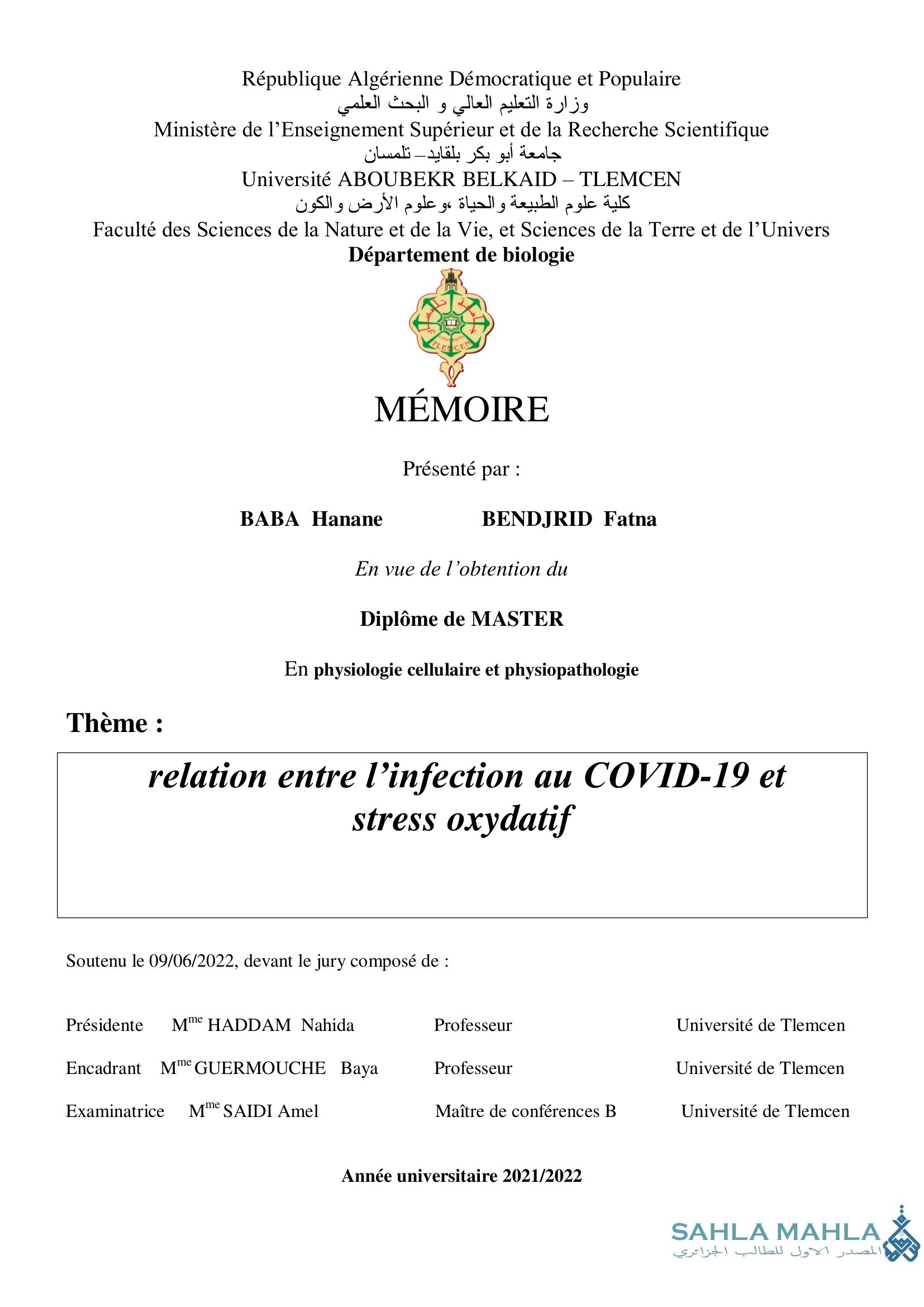 relation entre l'infection au COVID-19 et stress oxydatif