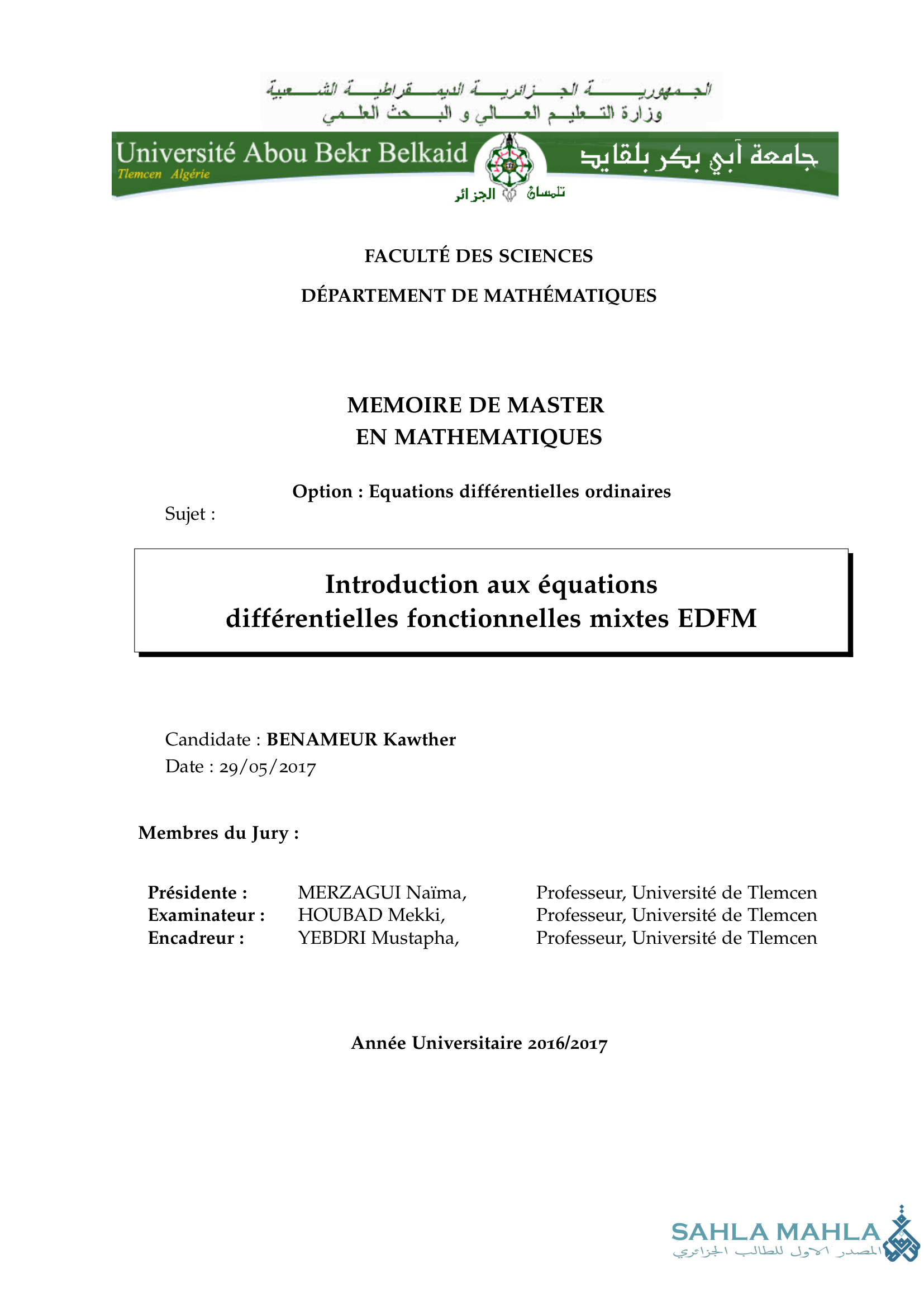 Introduction aux équations différentielles fonctionnelles mixtes EDFM