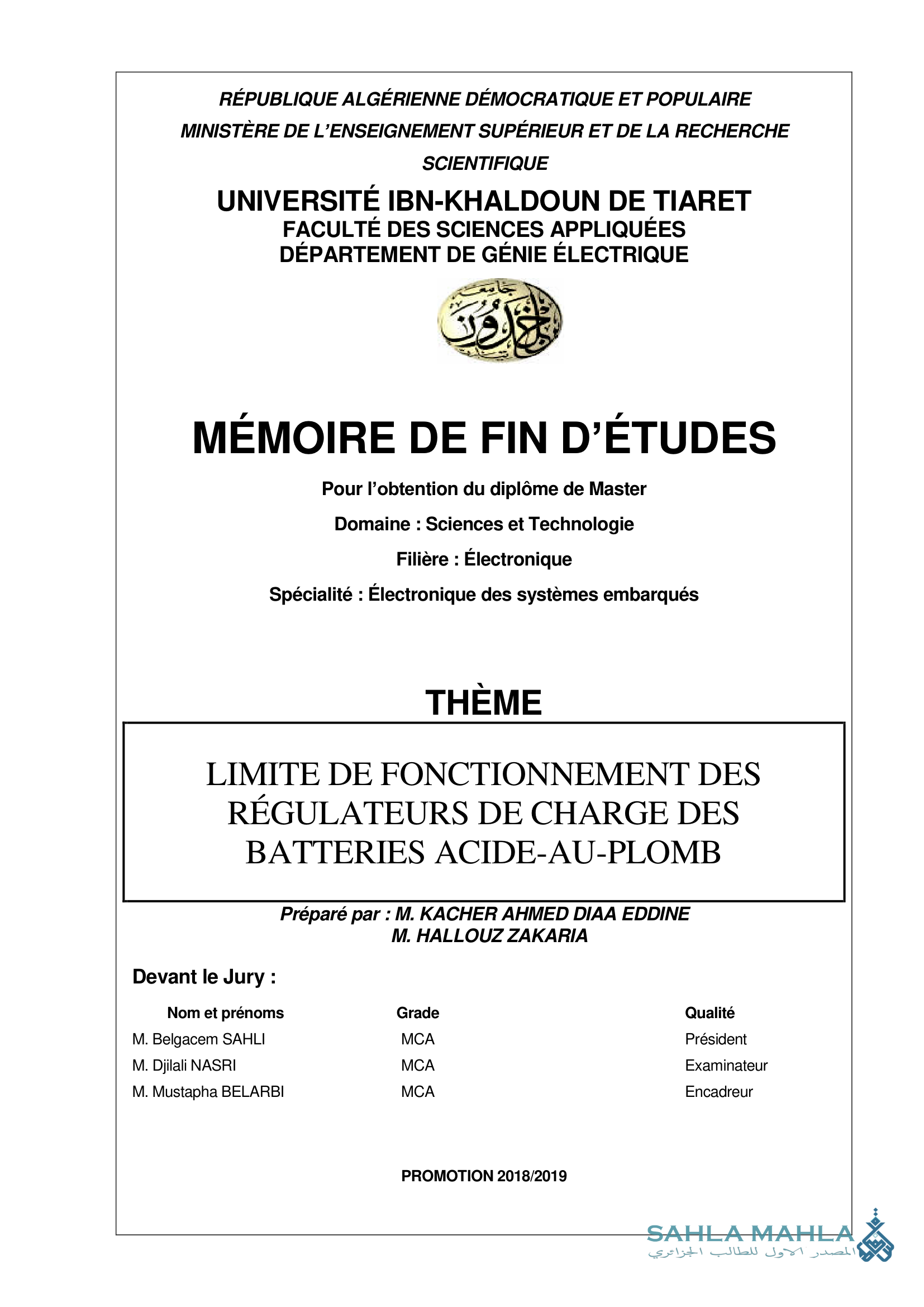 LIMITE DE FONCTIONNEMENT DES RÉGULATEURS DE CHARGE DES BATTERIES ACIDE-AU-PLOMB