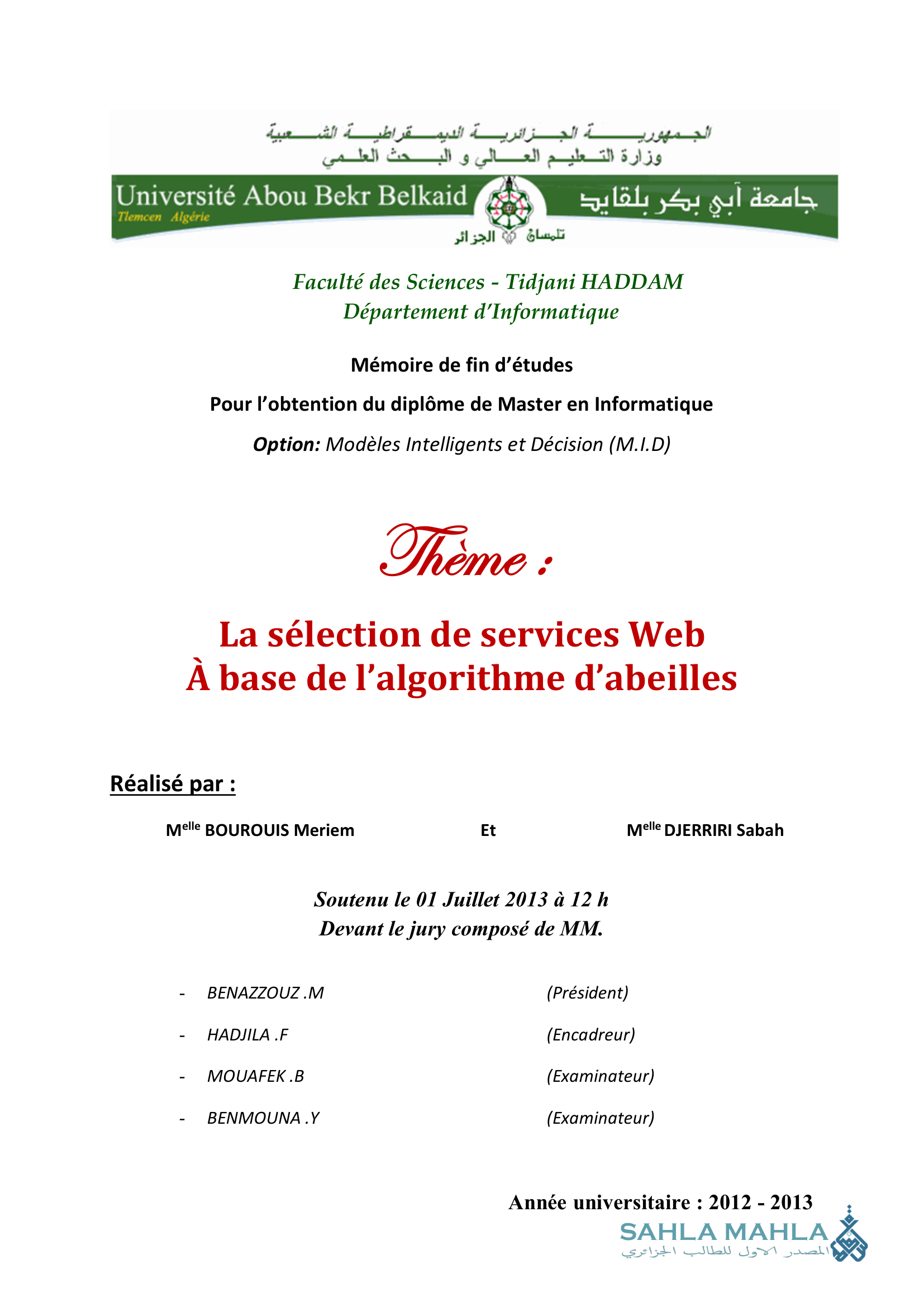 La sélection de services Web À base de l'algorithme d'abeilles