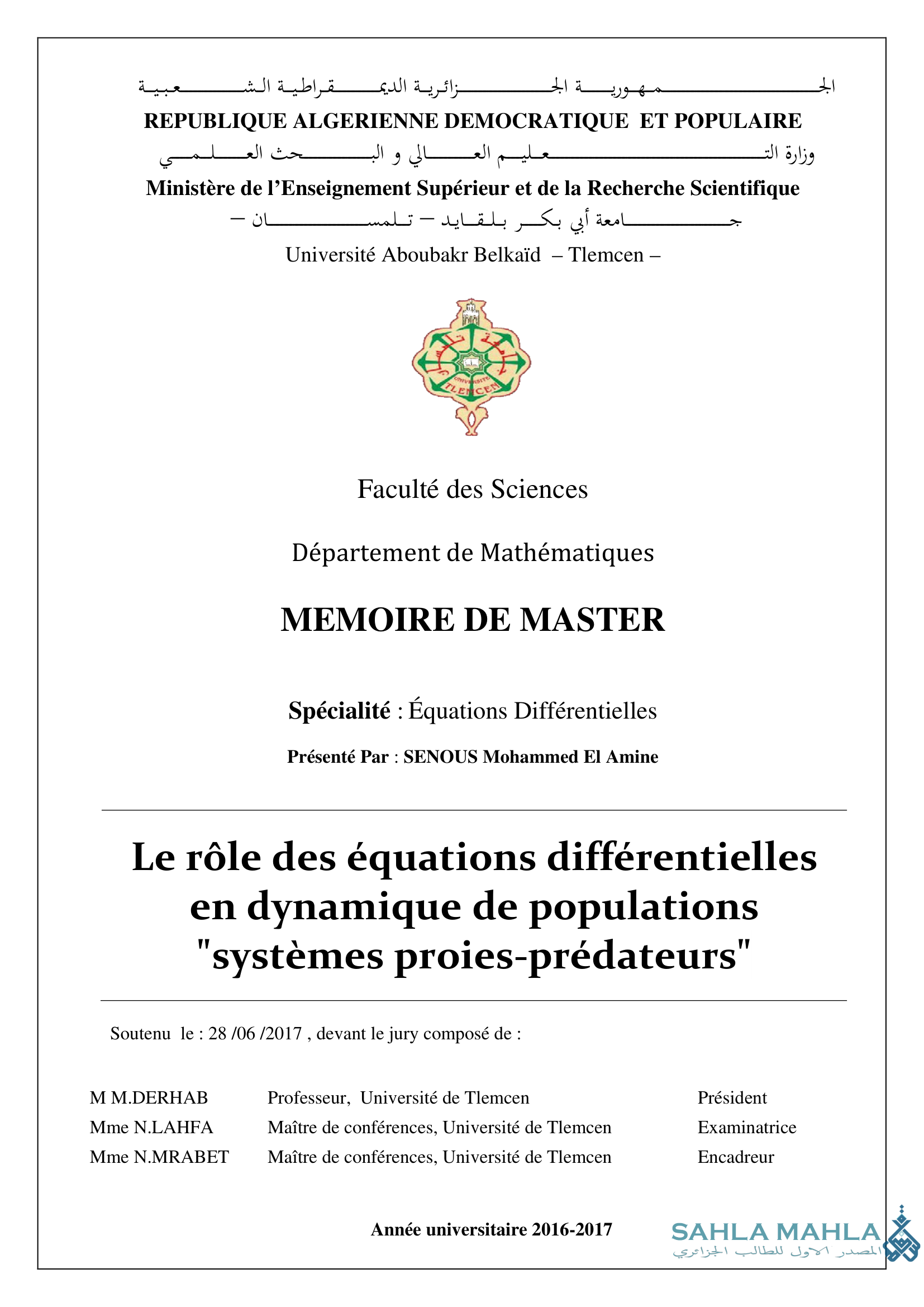 Le rôle des équations différentielles en dynamique de populations 