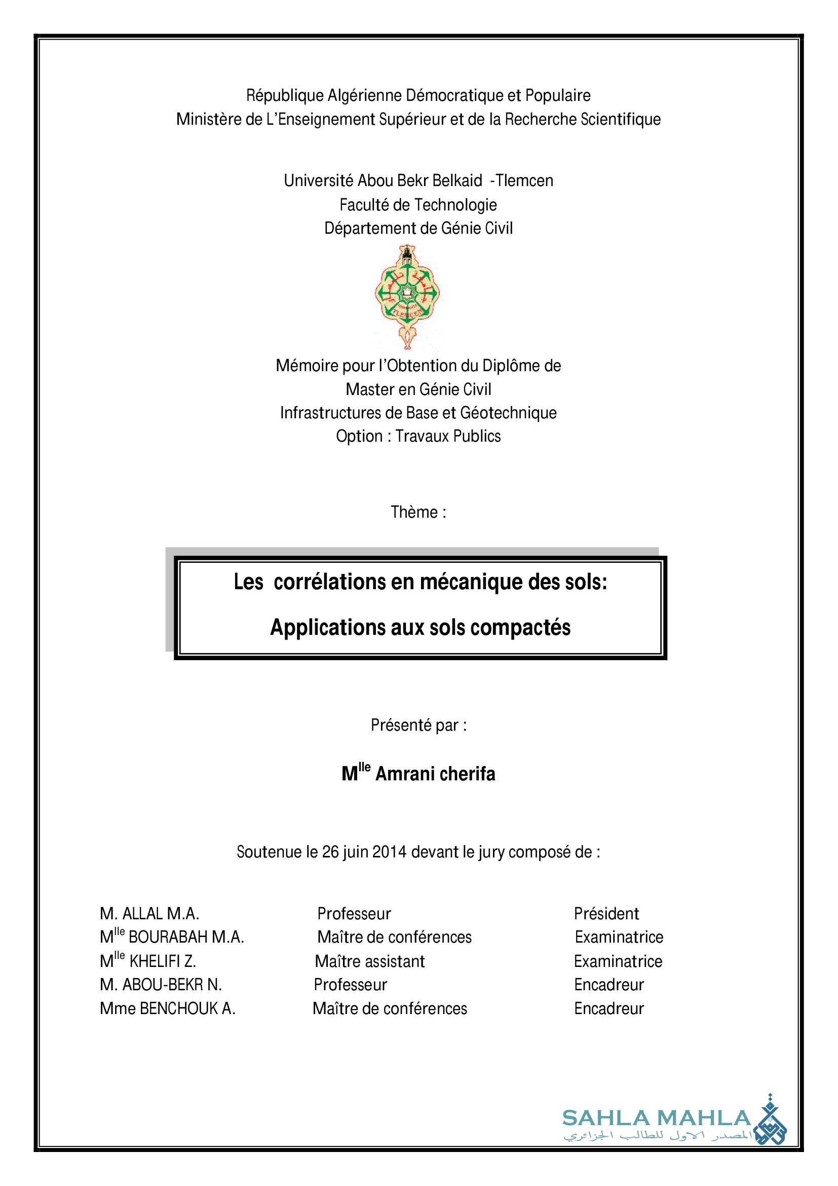 Les corrélations en mécanique des sols: Applications aux sols compactés