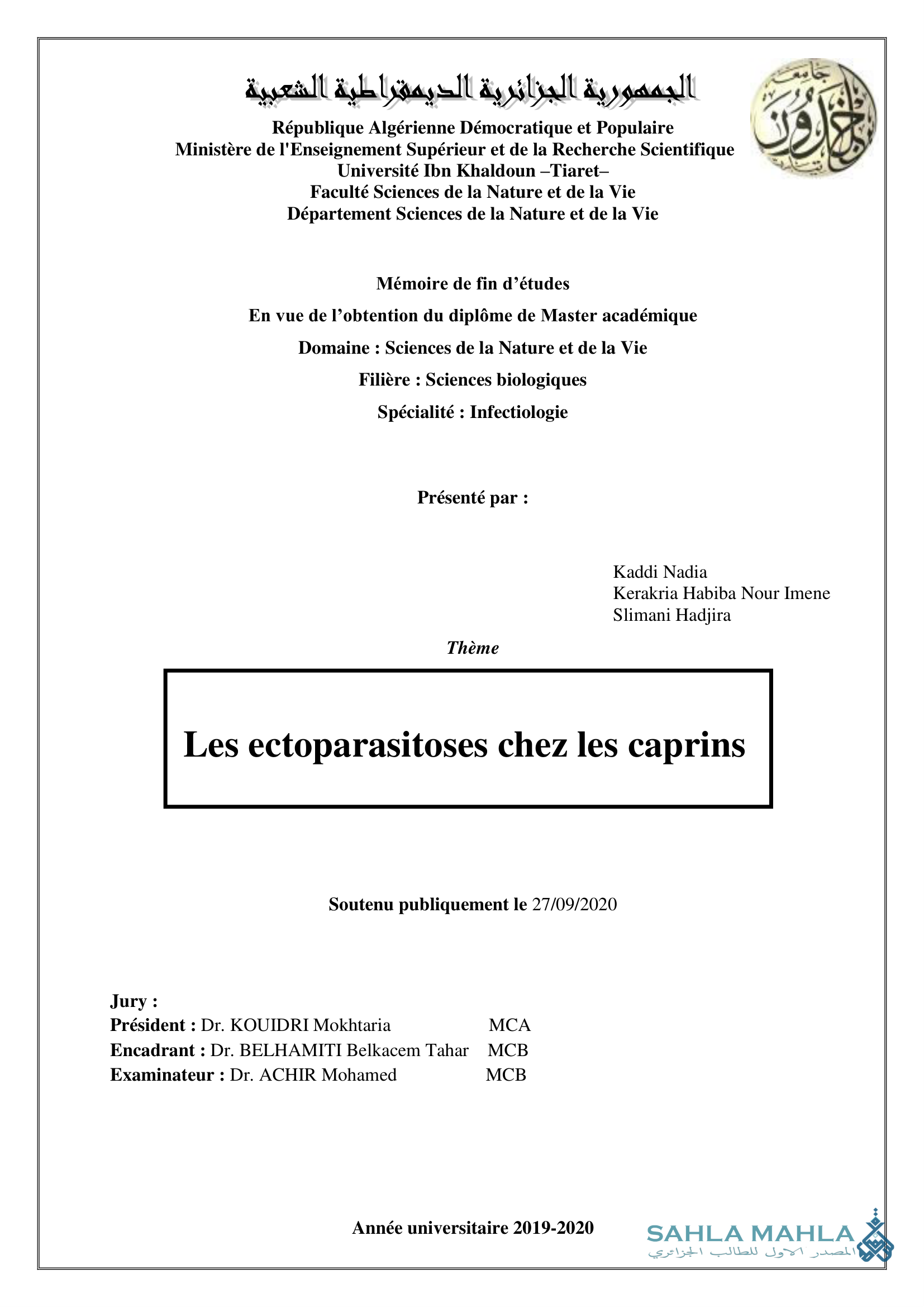 Les ectoparasitoses chez les caprins