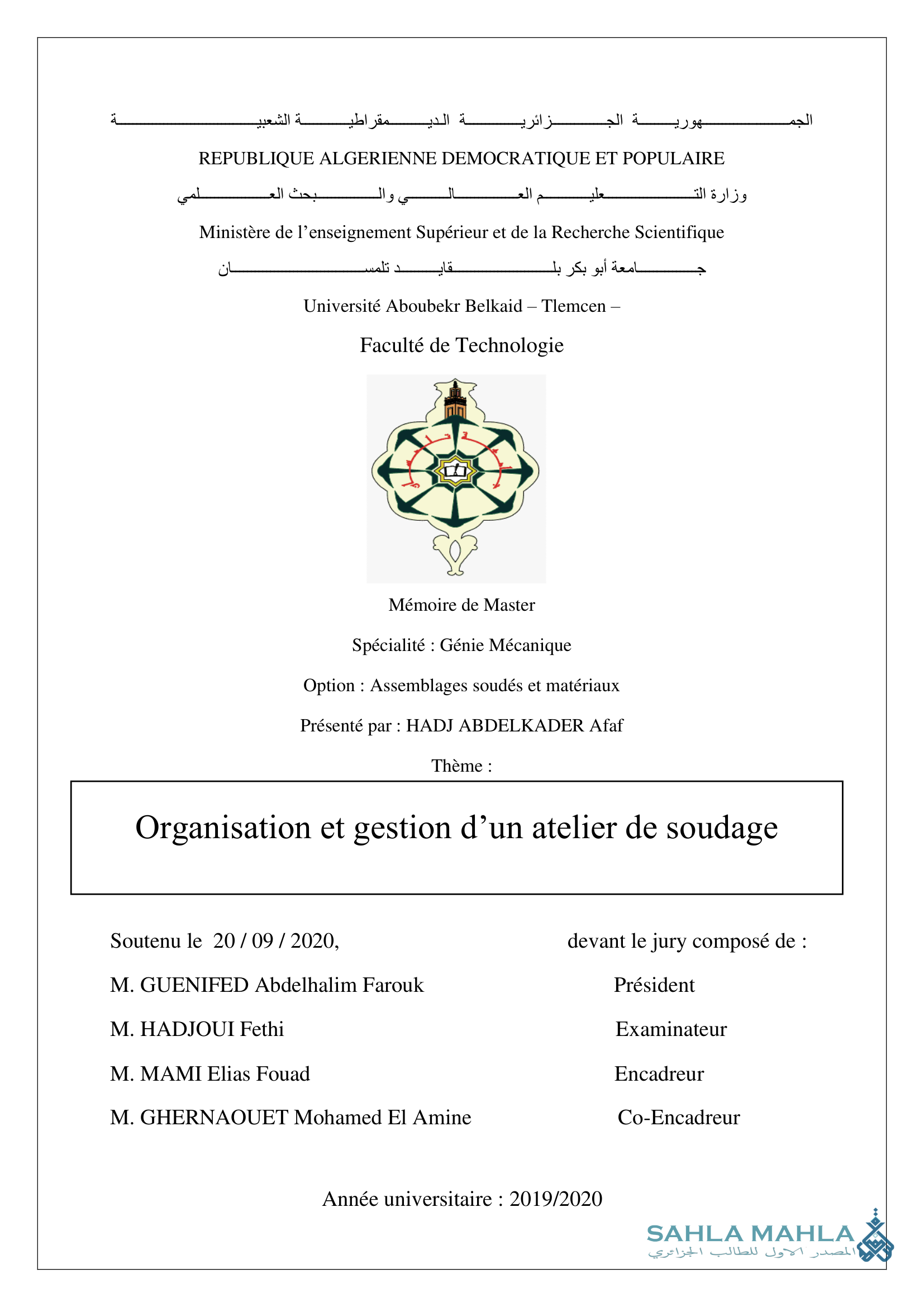 Organisation et gestion d'un atelier de soudage