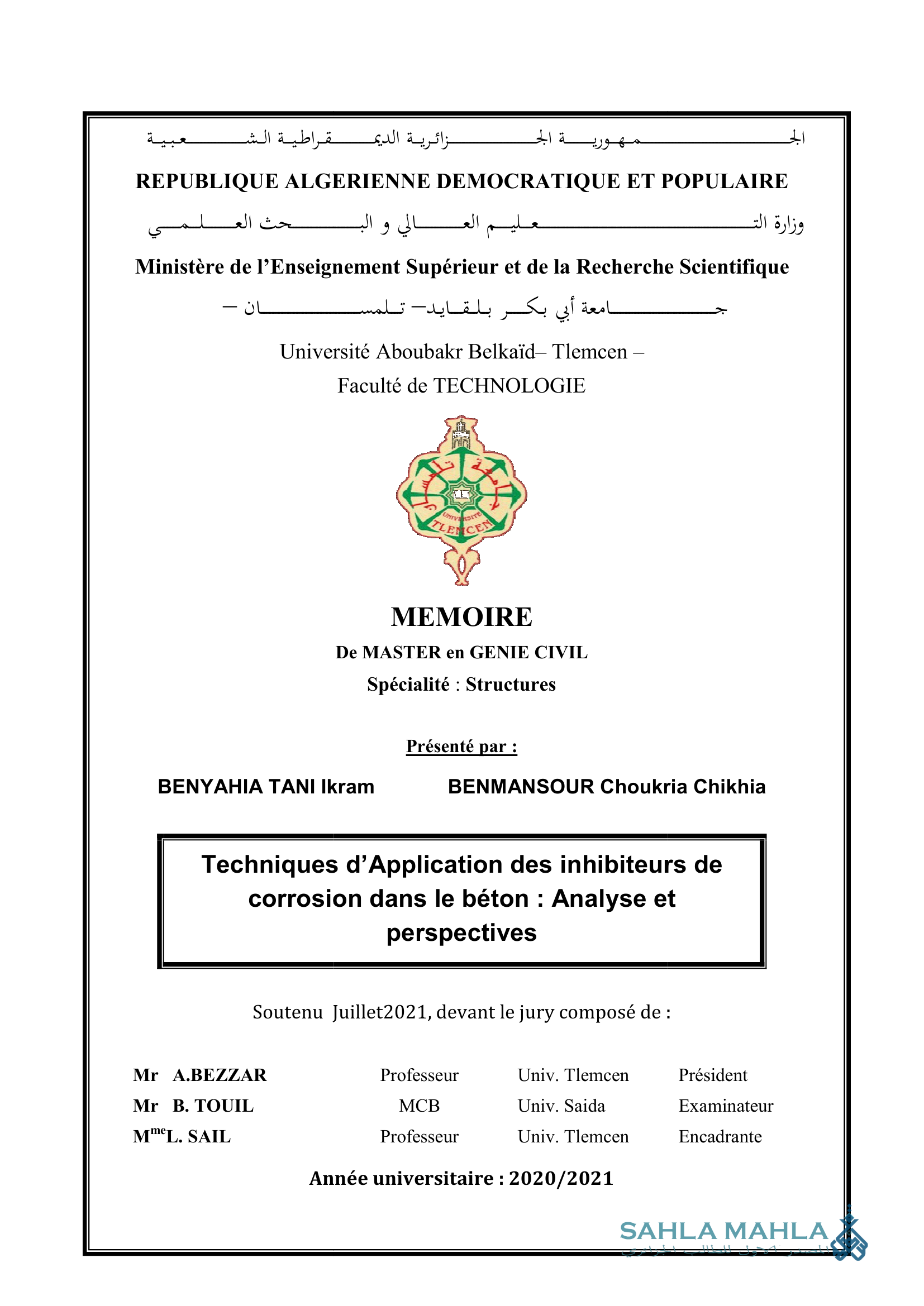Techniques d'Application des inhibiteurs de corrosion dans le béton: Analyse et perspectives