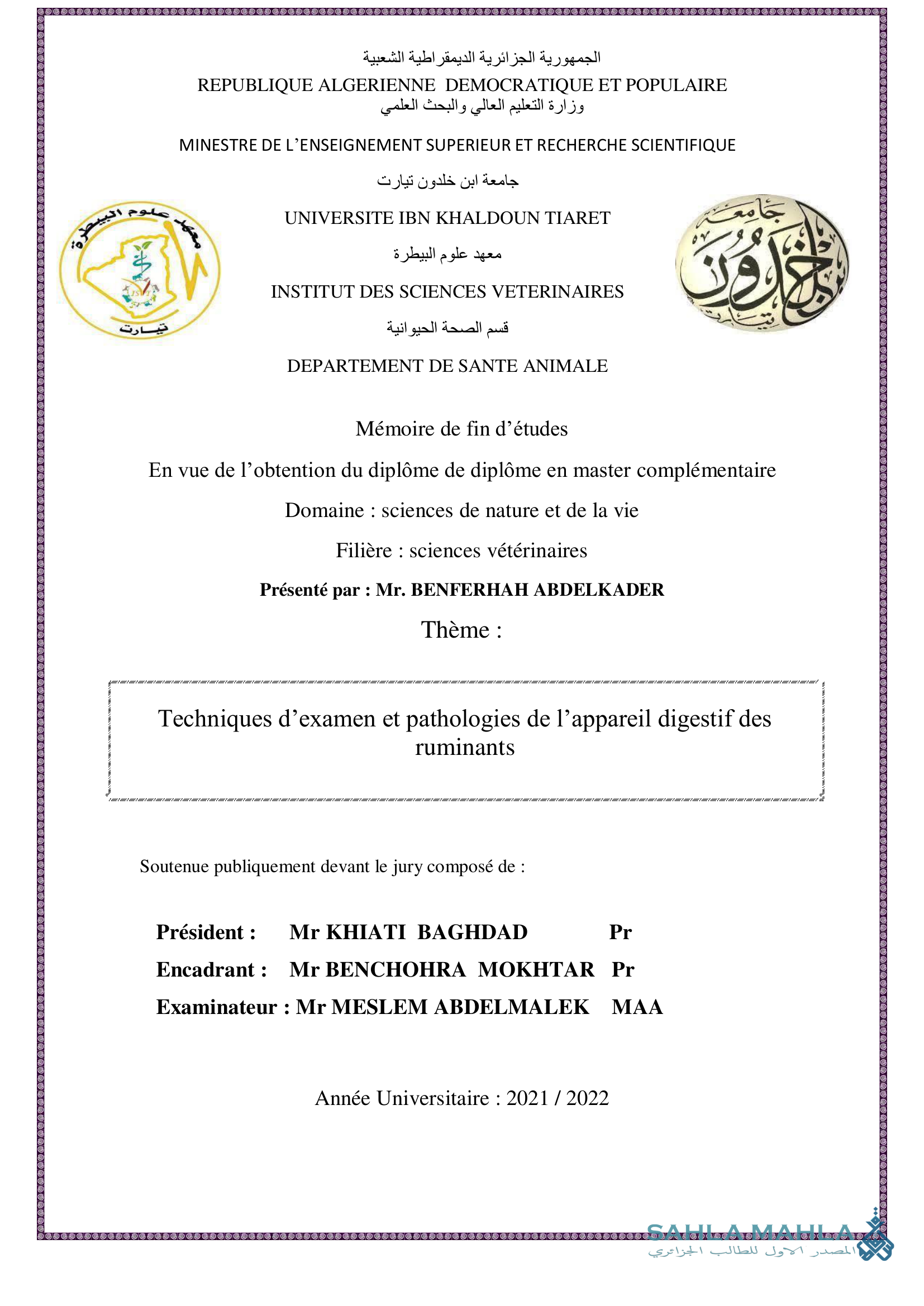 Techniques d'examen et pathologies de l'appareil digestif des ruminants