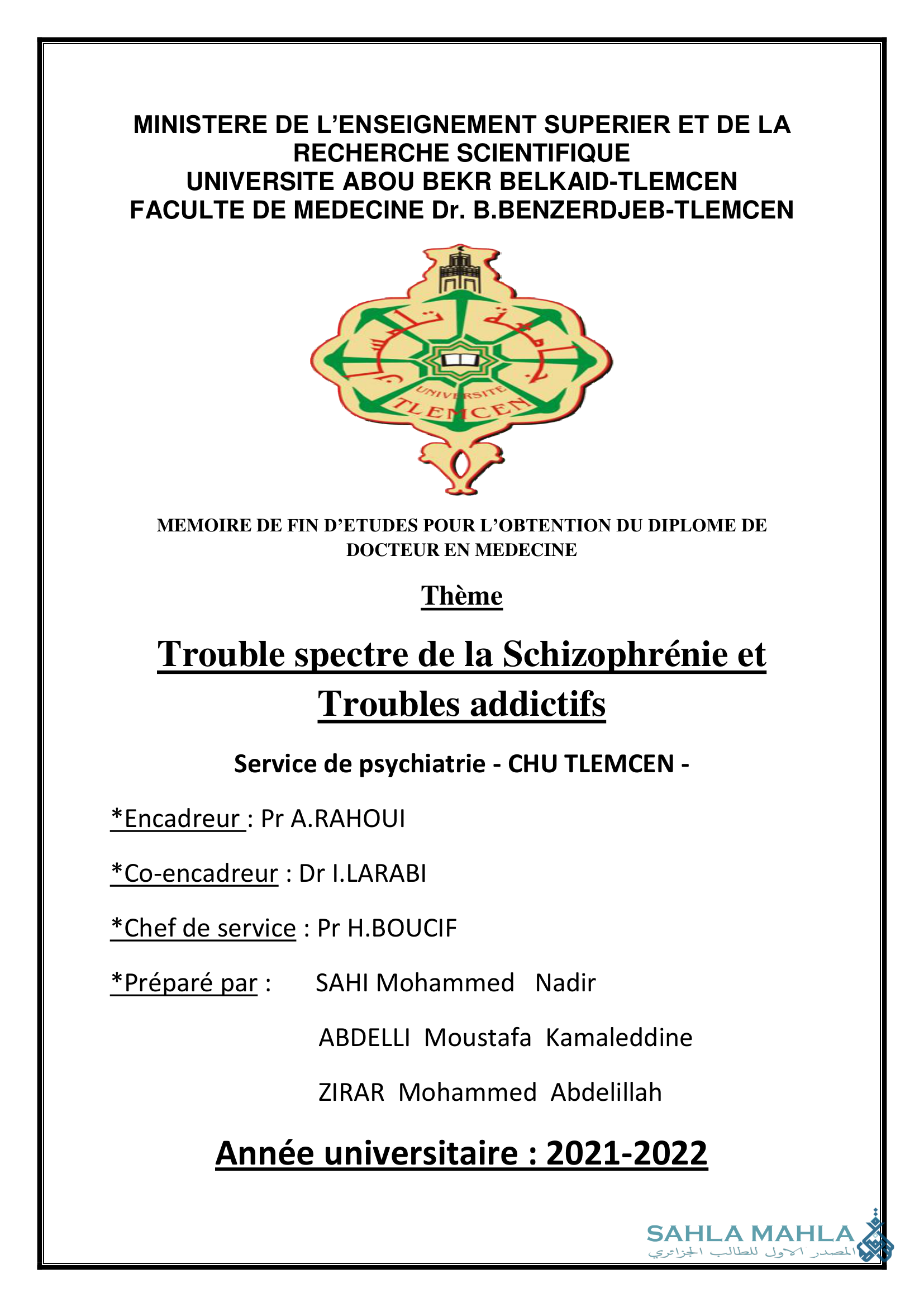 Trouble spectre de la Schizophrénie et Troubles addictifs