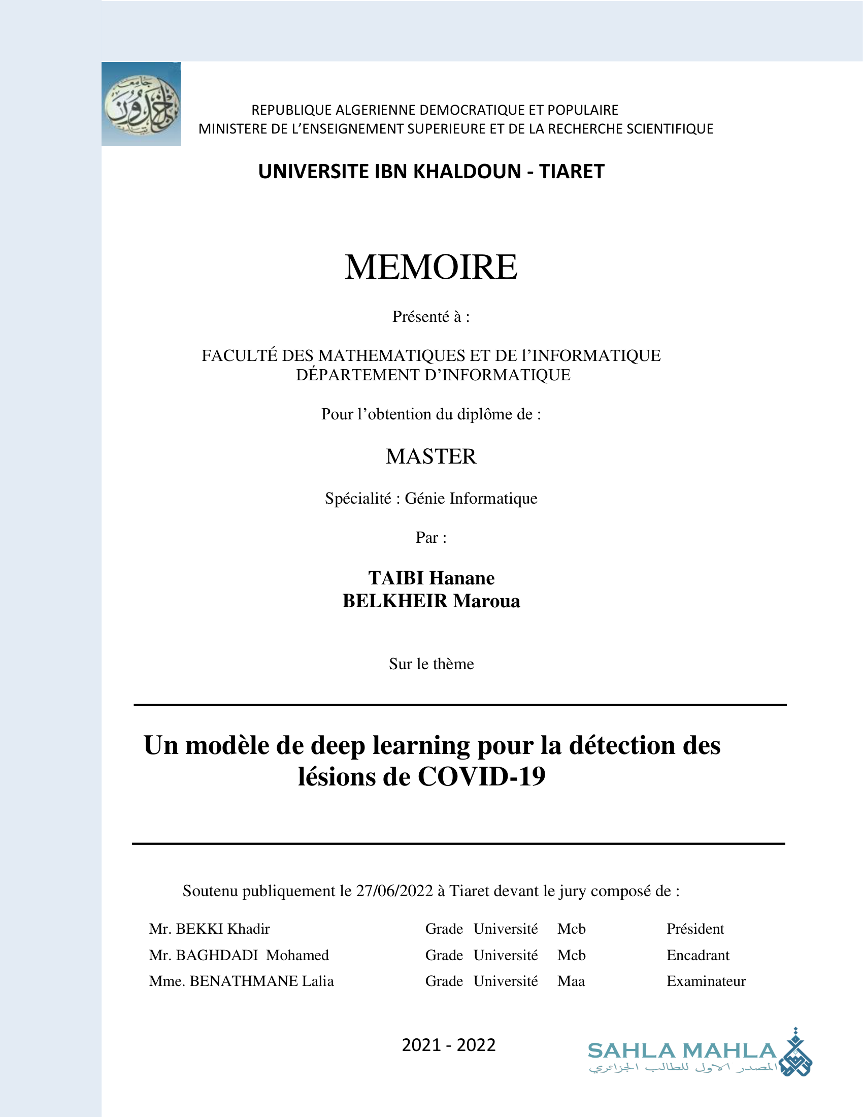 Un modèle de deep learning pour la détection des lésions de COVID-19